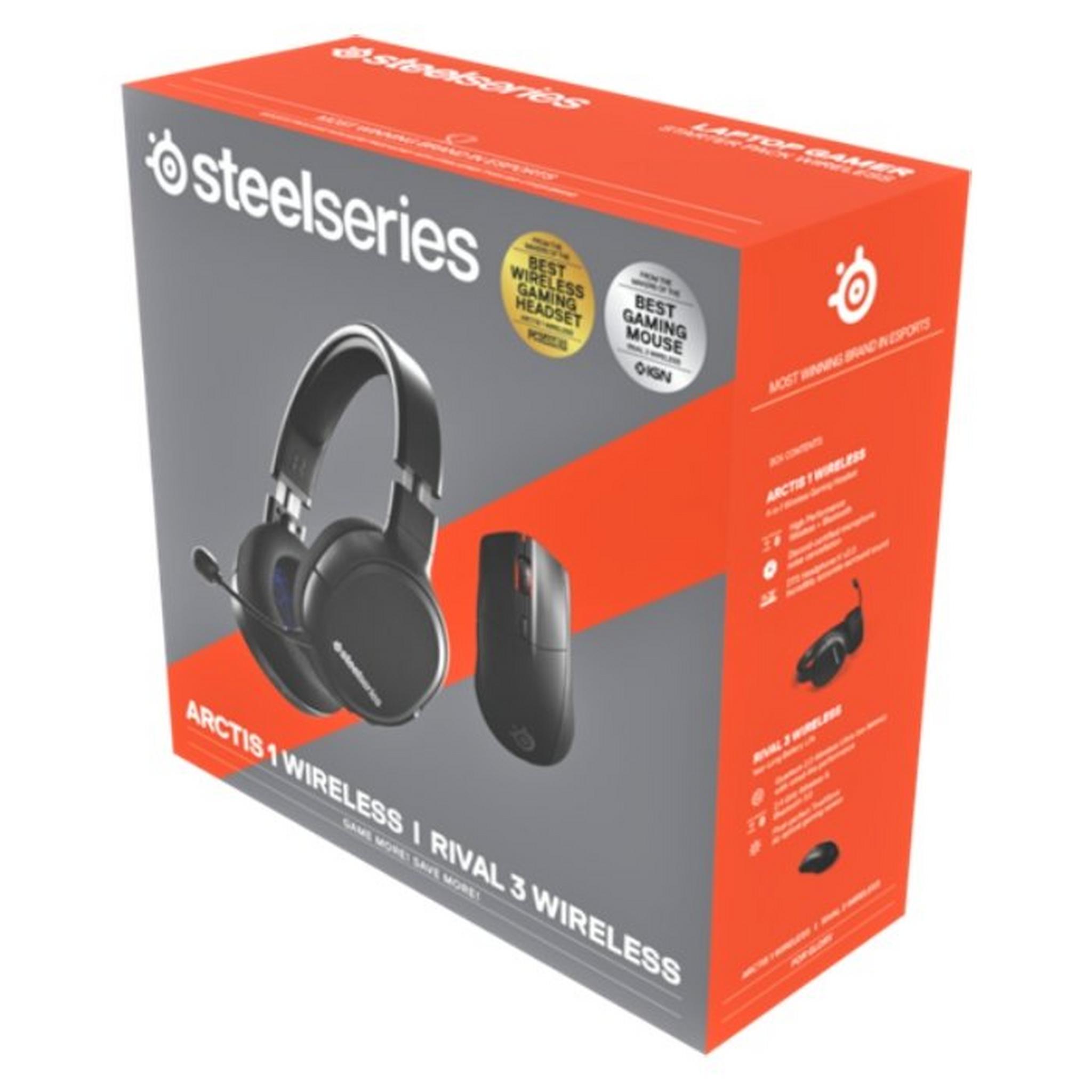 SteelSeries Arctis 1 Wireless Headset + Rival 3 Wireless Gaming Mouse Bundle