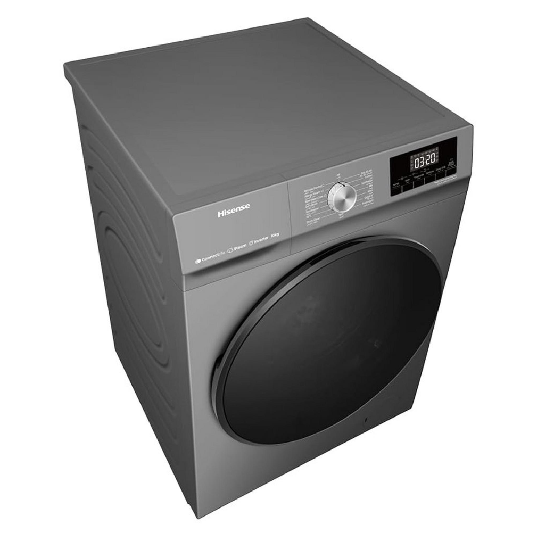HISENSE Front Load Washing Machine,10Kg Washing Capacity, WFQA1014EVJMWT - Silver
