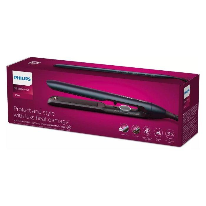 Philips 7000 Series Hair Straightener with Heat Protection and Mineral Ionic Care, 12 Heat Settings, BHS732/03 - Teal Metallic