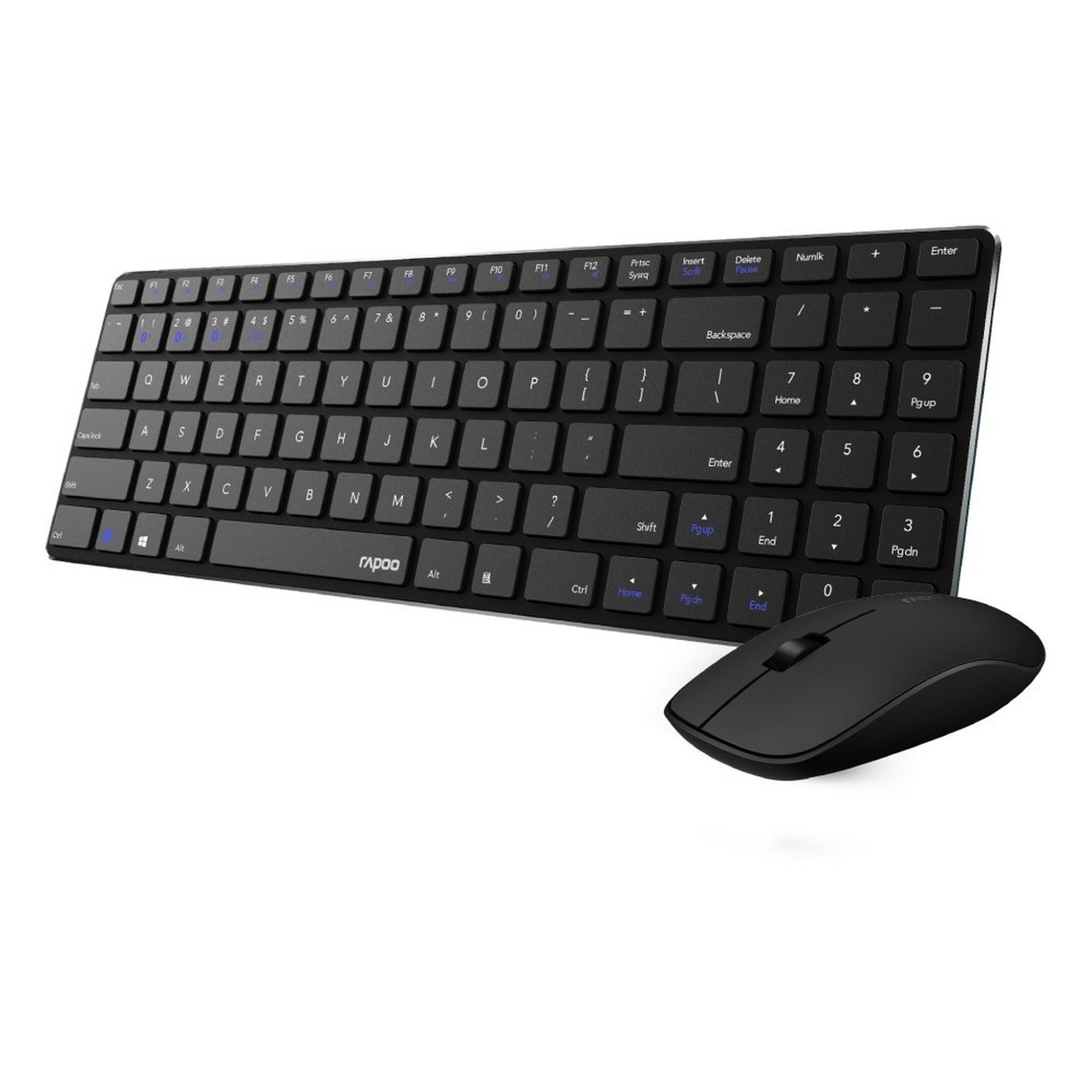 Rapoo 9300M Combo (Keyboard + Mouse) Ultra -Slim Black (Arabic/English)