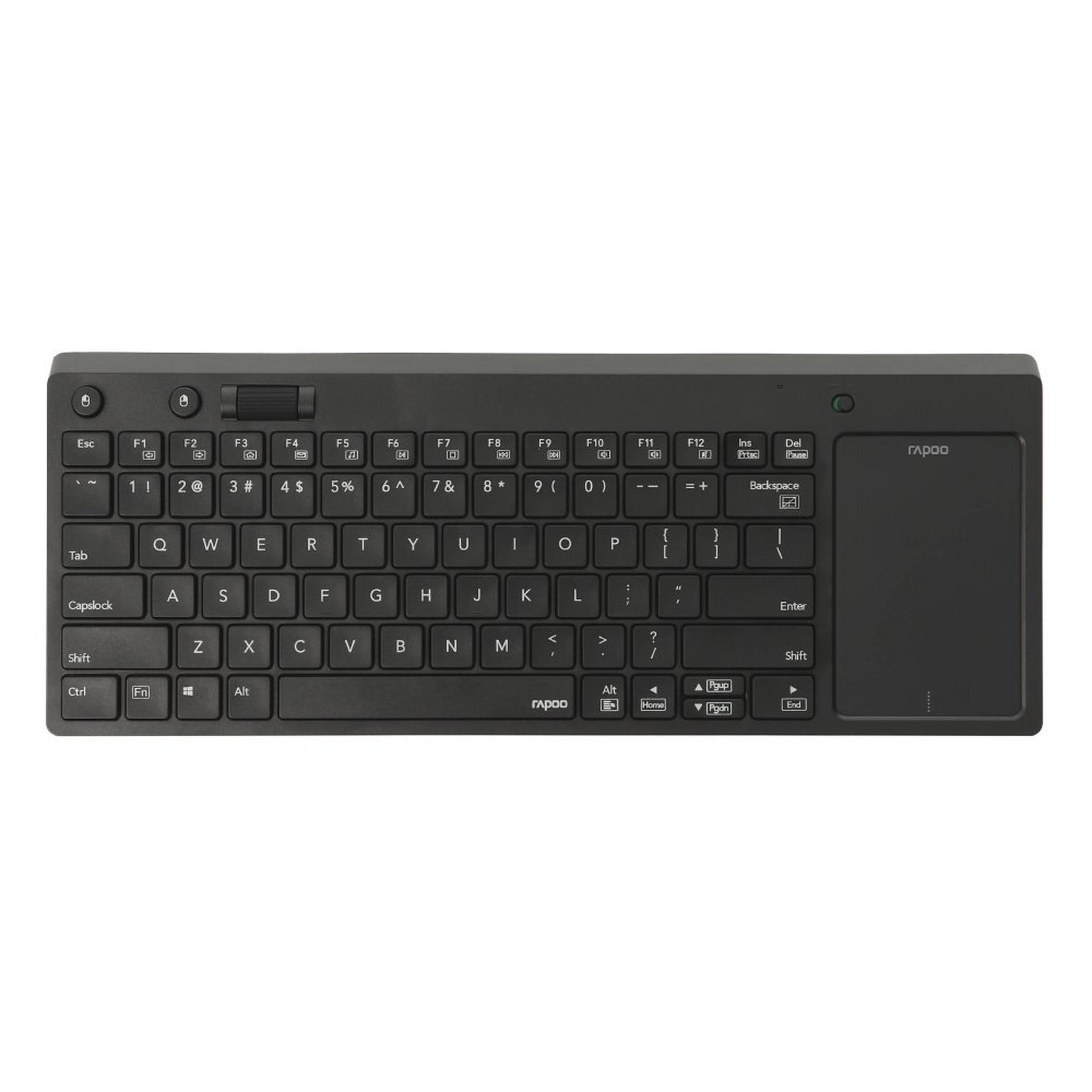 لوحة مفاتيح رابوو كي2800 مزودة بلوحة لمس لاسلكية أسود (إنجليزي / عربي)