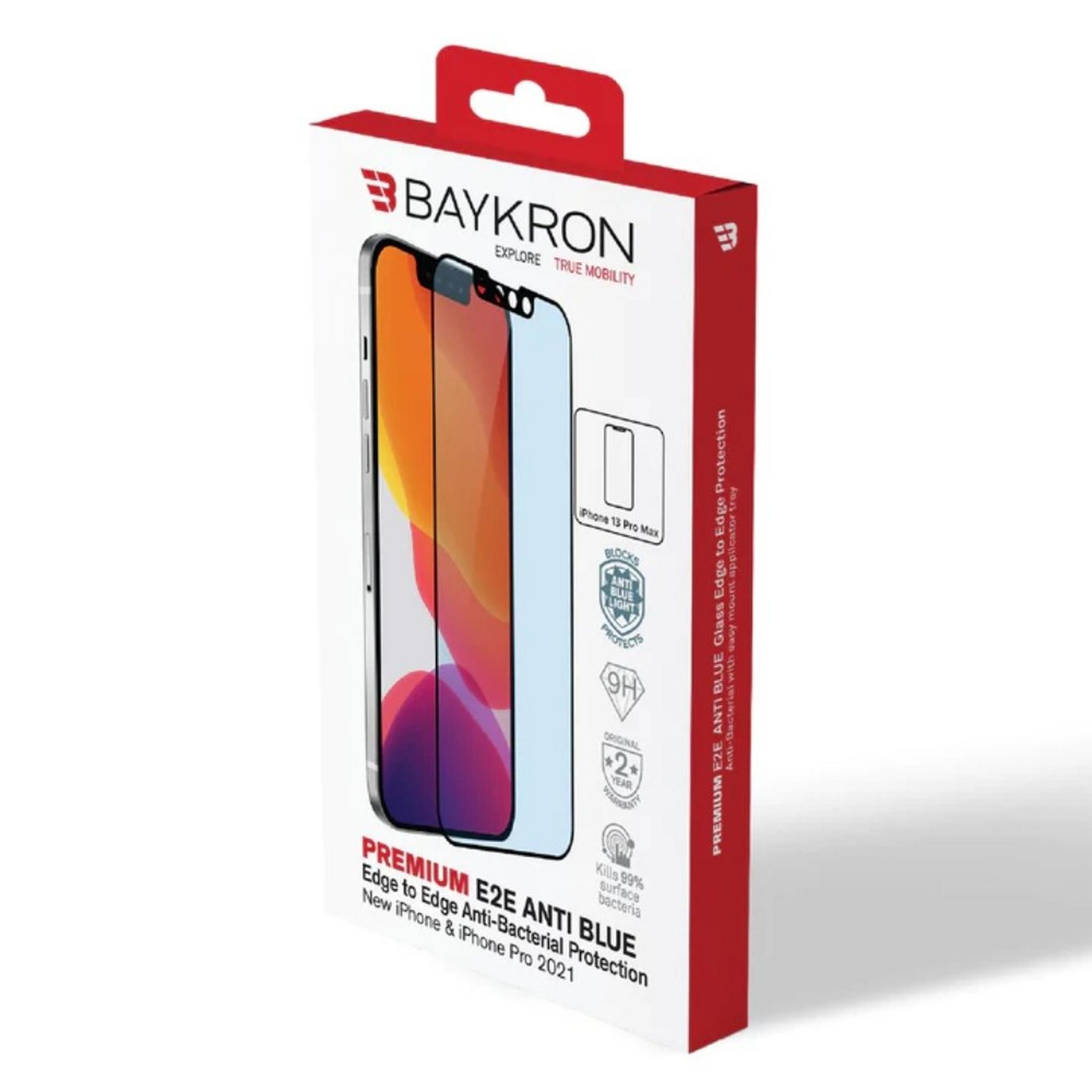 Baykron Screen Protector Edge to Edge & Antibacterial with Applicator for iPhone13 Pro Max Clear