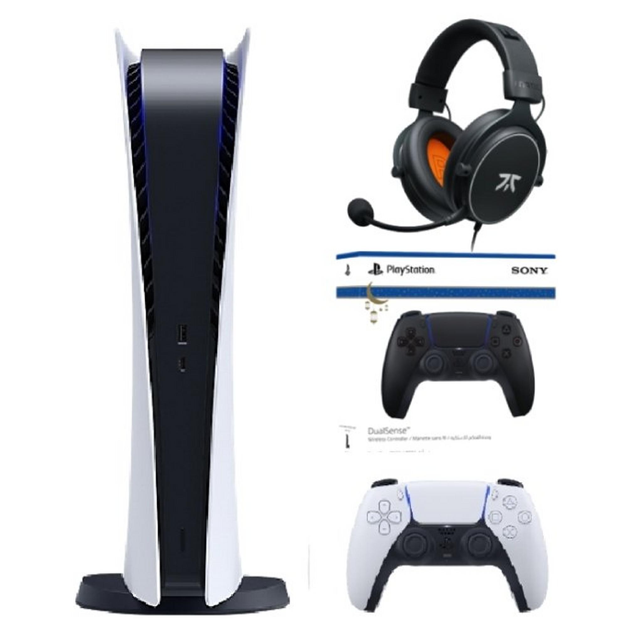 Sony PlayStation 5 Digital Edition Console + DualSense Wireless Controller - Ramadan - Black + Fnatic React Esports Performance Gaming Headset