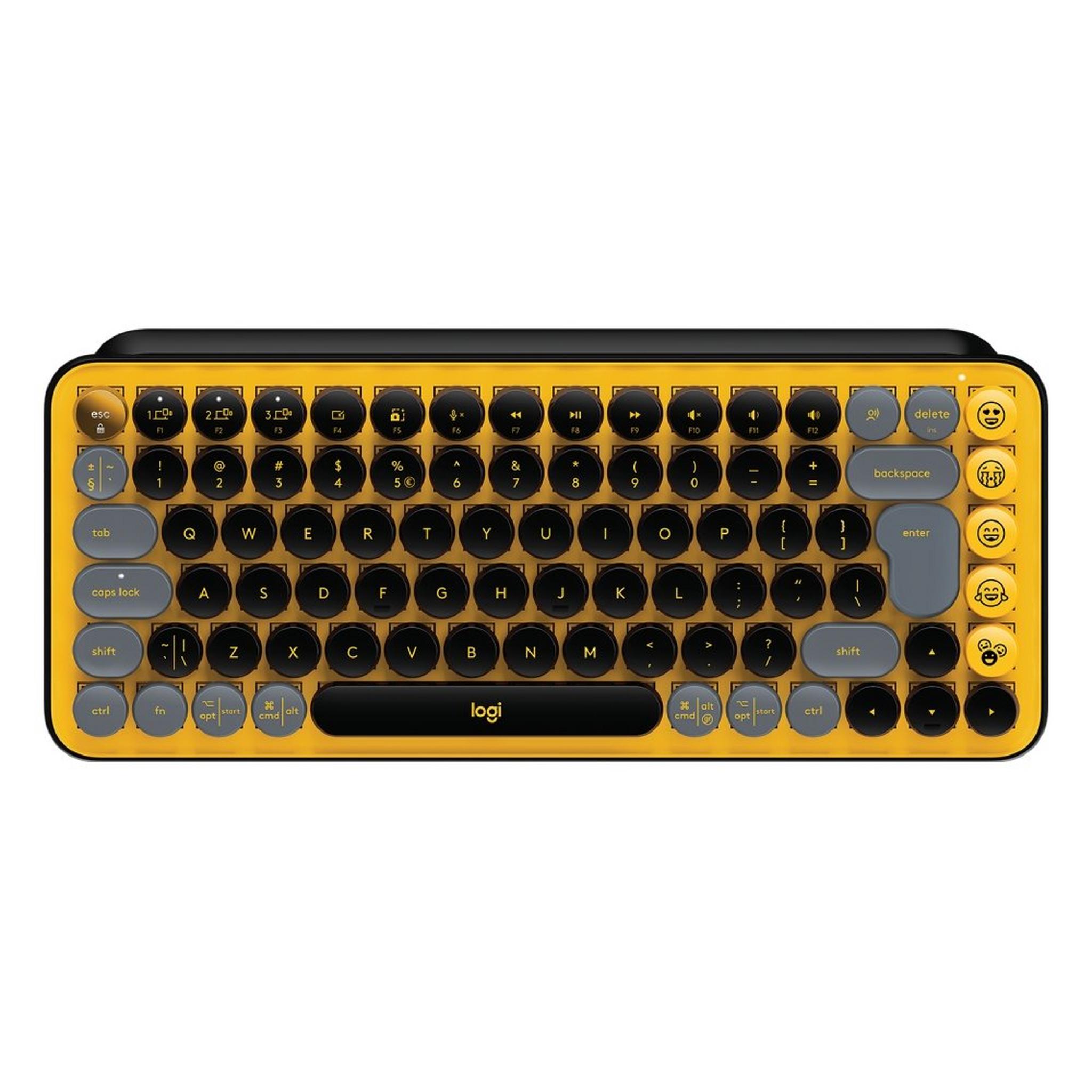 لوحة مفاتيح بوب كيز لاسلكية ميكانيكية مع مفاتيح بشكل ايموجي عربي - أصفر