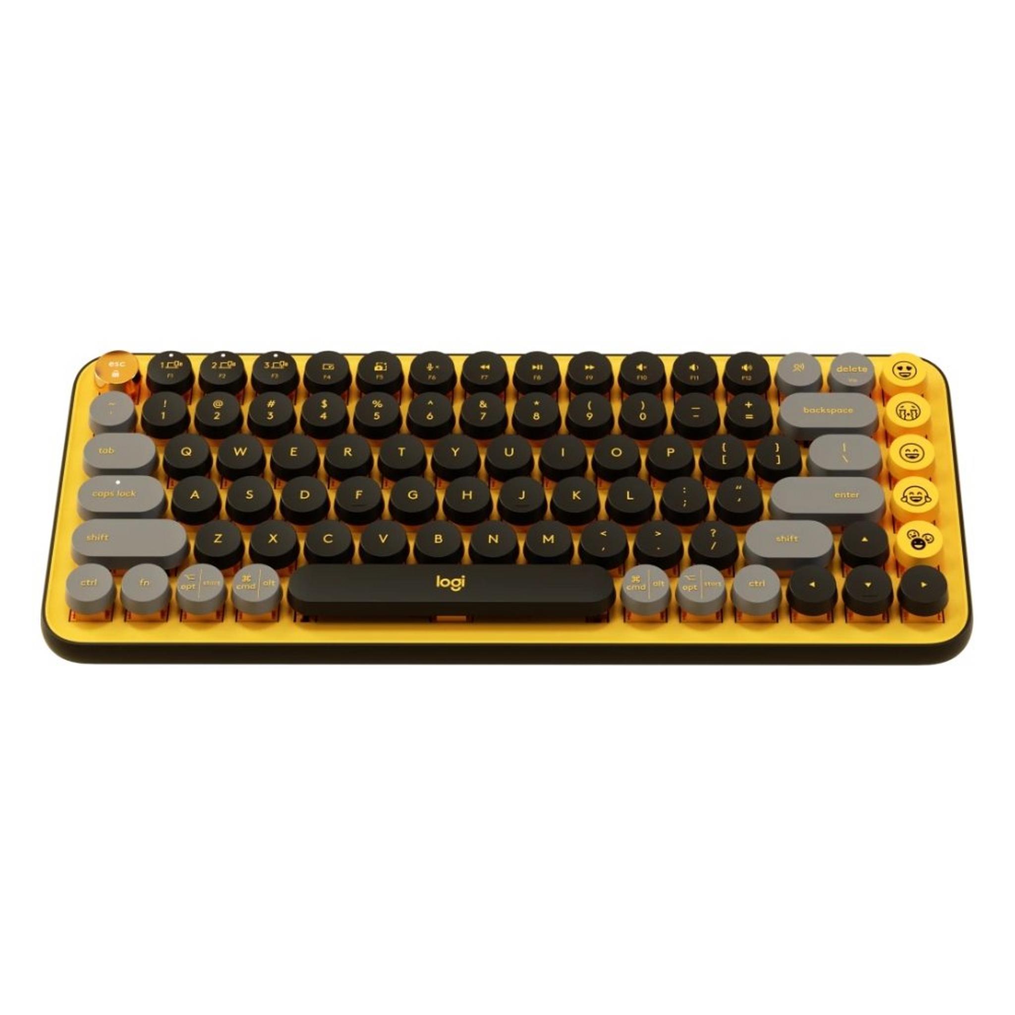 Logitech Pop Keys Wireless Mechanical Arabic Keyboard with Emoji Keys - Yellow