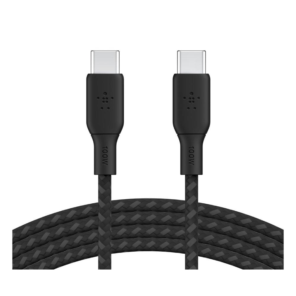 Buy Belkin braided usb-c to c cable 2 meter 100w  black in Kuwait