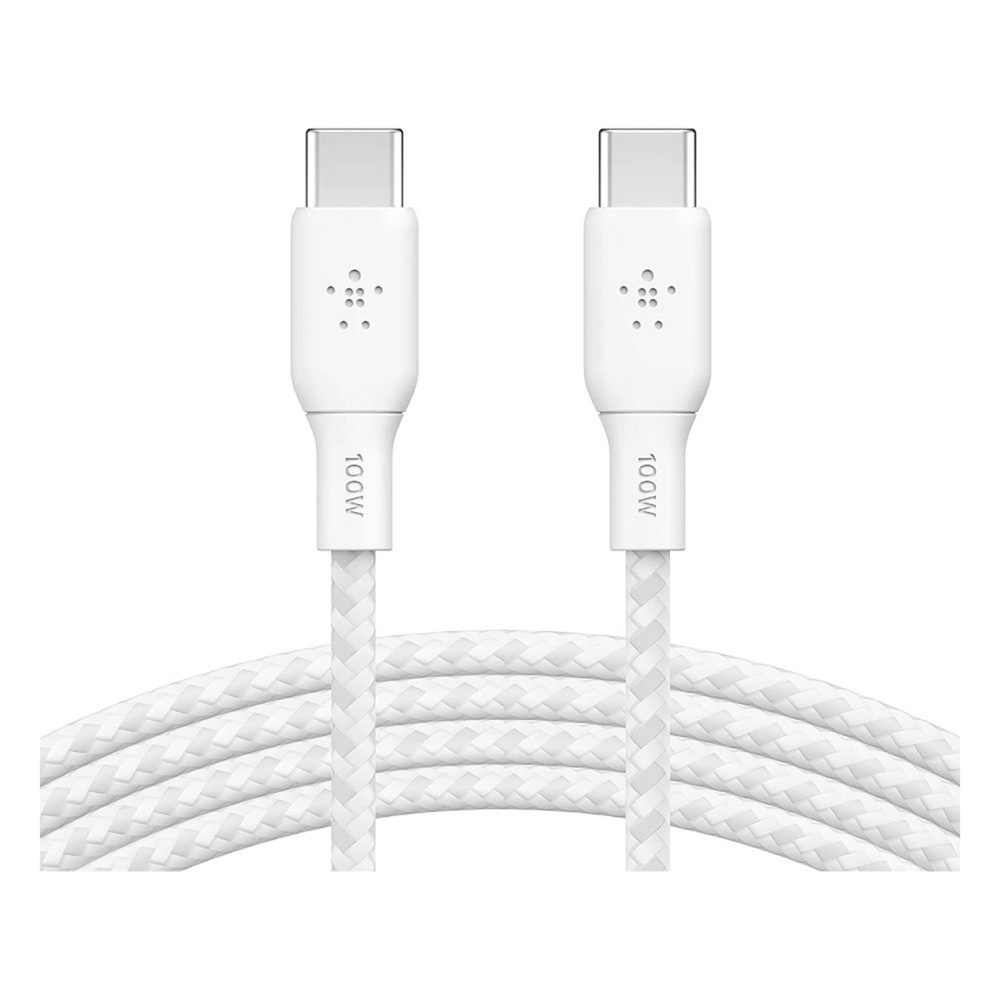 Belkin Braided USB-C to C Cable 2 Meter 100W  White