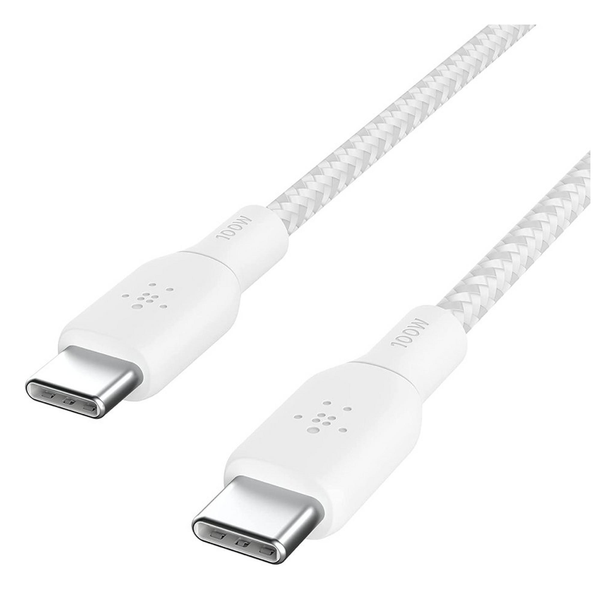 Belkin Braided USB-C to C Cable 2 Meter 100W  White