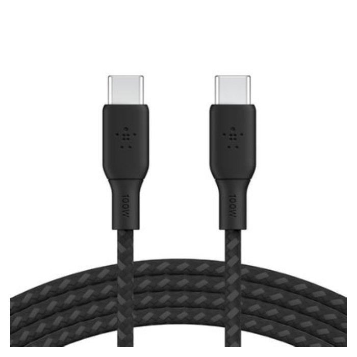 Buy Belkin 100w braided usb-c to c 3m cable - black in Kuwait