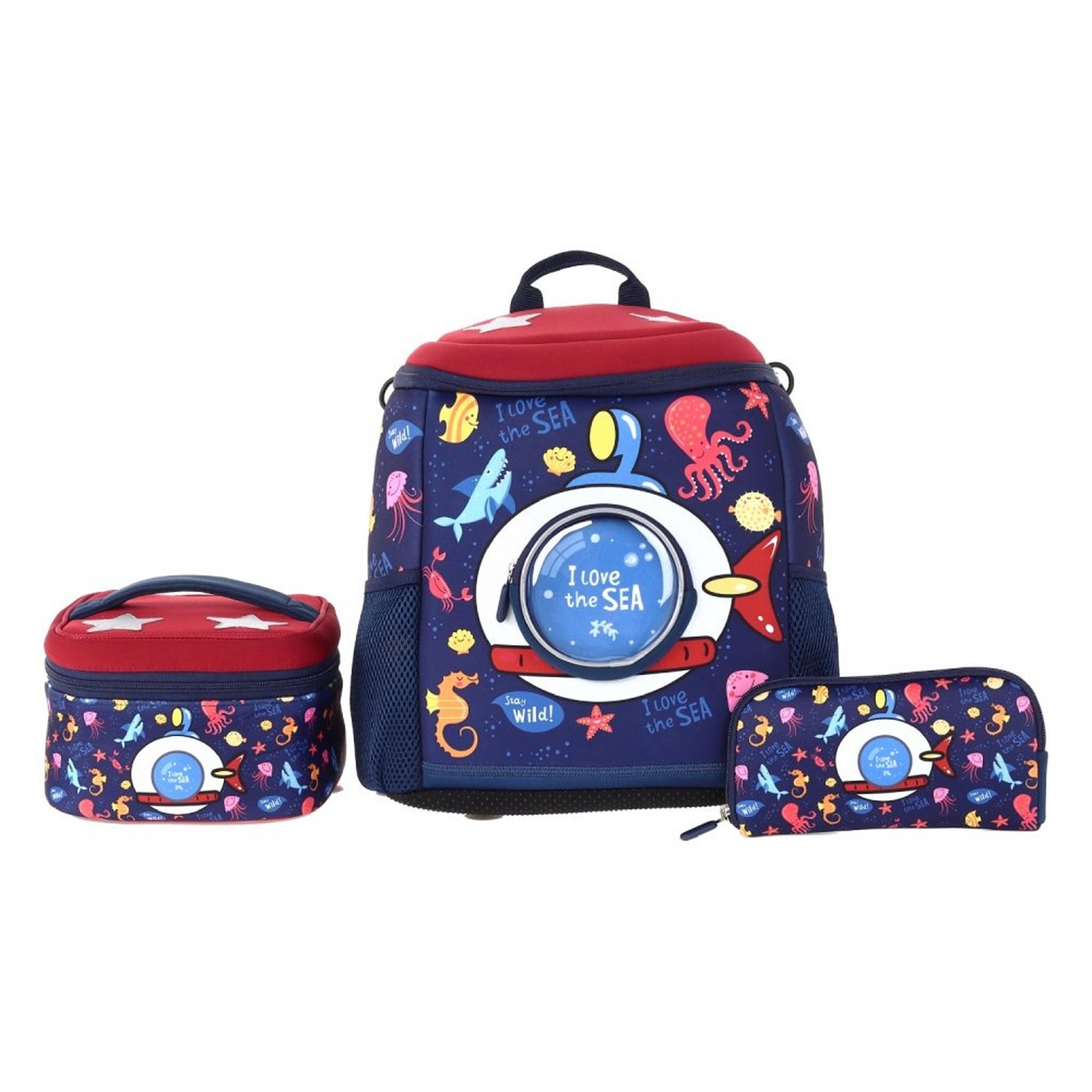 EQ Kids 3in1 Sea Large Backpack - Blue/Red