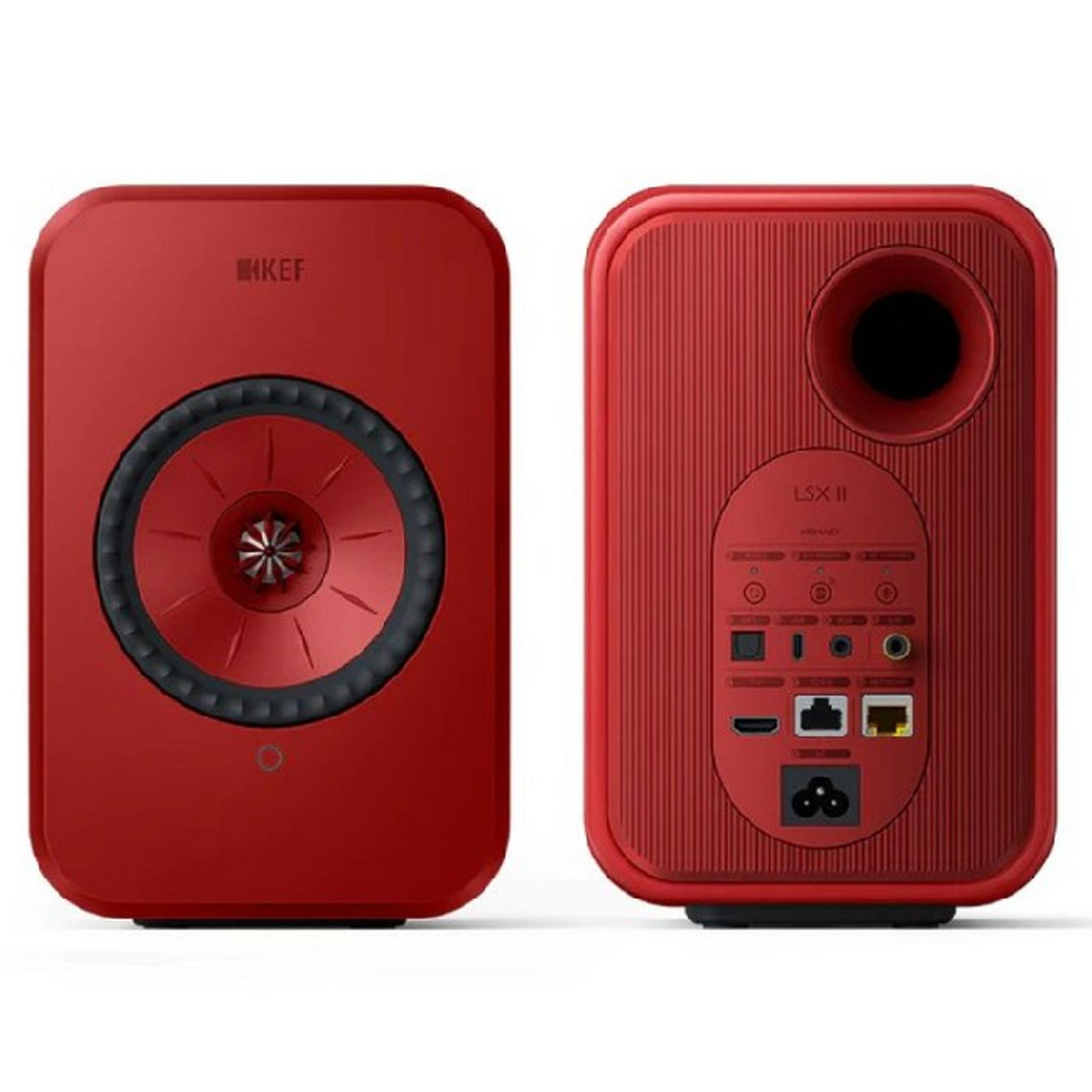 KEF LSX-11 Wireless Active HiFi Speakers, 200W, SP4041KB (UK) - Red