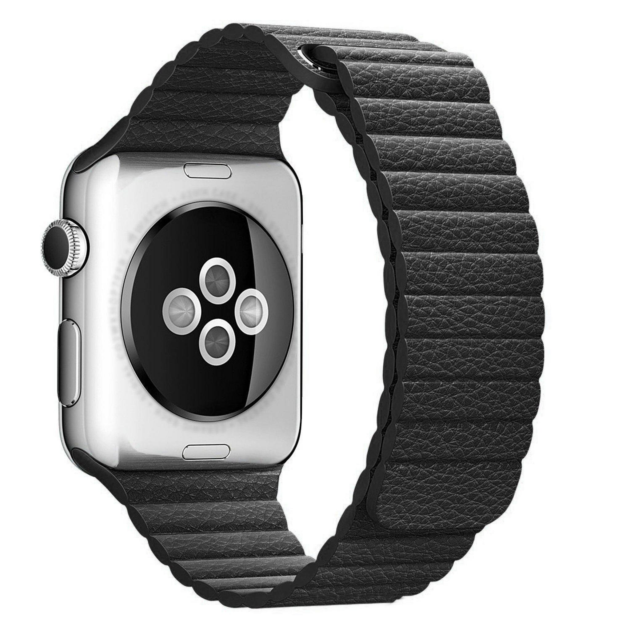 EQ Magnetic Leather Strap For Apple Watch 45mm - Black