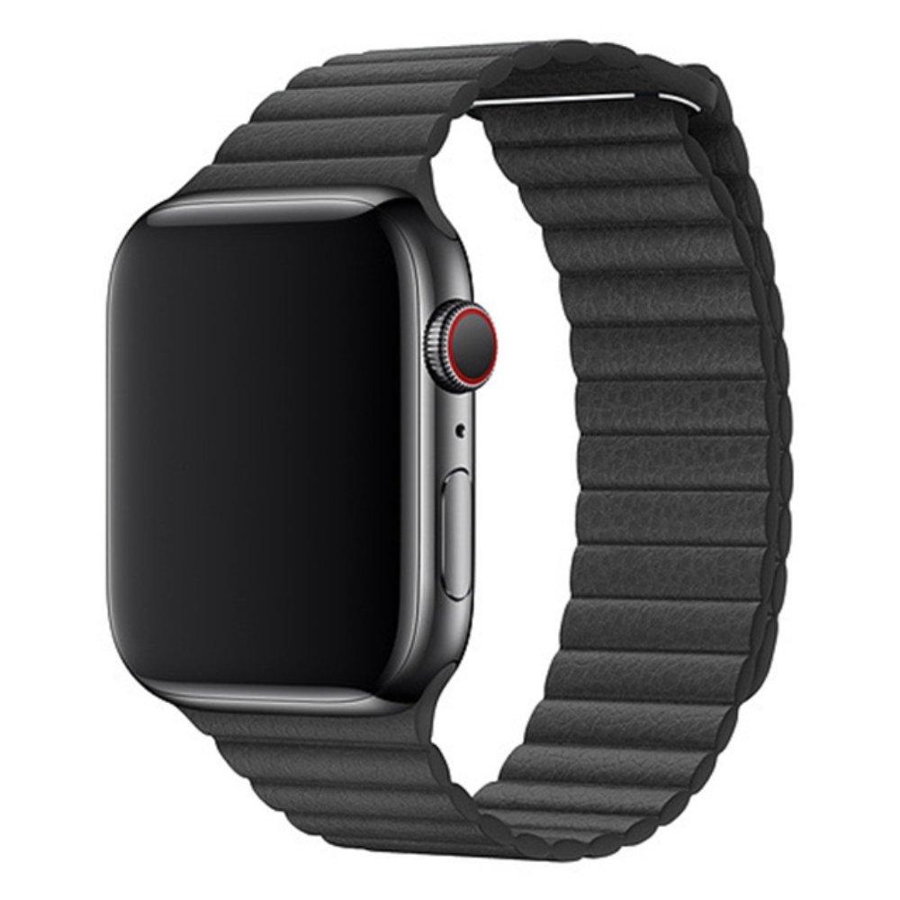 EQ Magnetic Leather Strap For Apple Watch 45mm - Black
