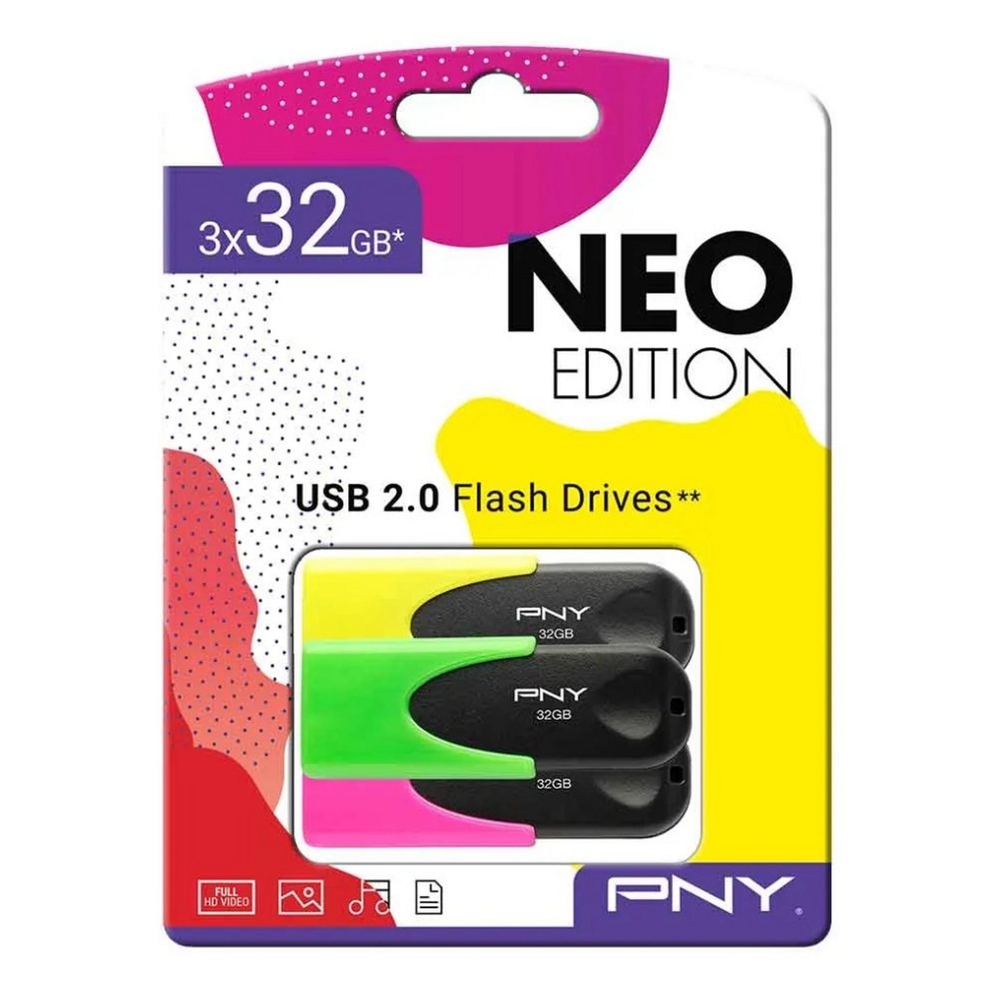 PNY Attache 4 USB 2.0 32GB Triple Pack - NEO Edition