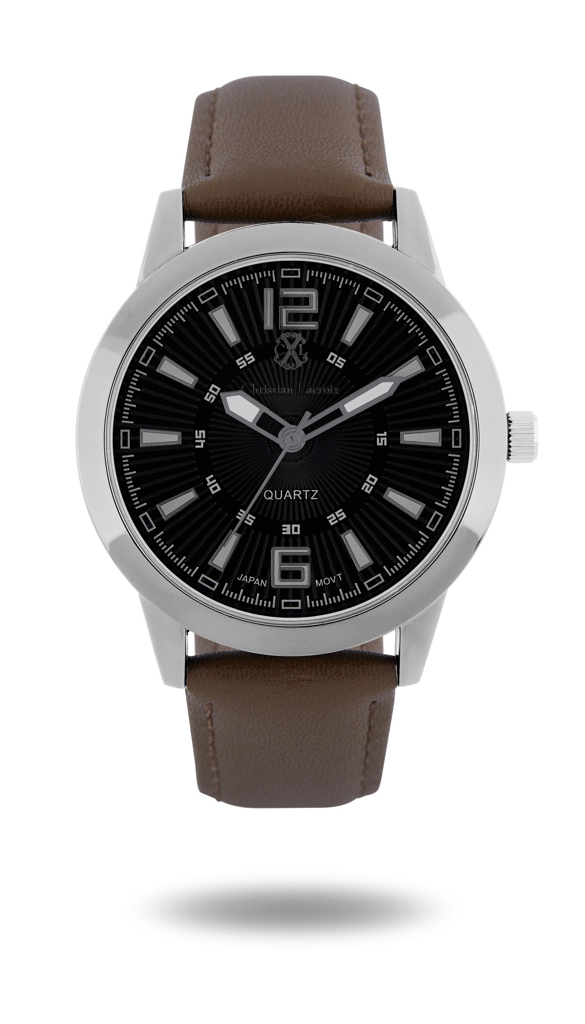 ساعة كريستيان لاكروا للرجال جلد عرض تناظري بحجم 40 مم - CXLW474
