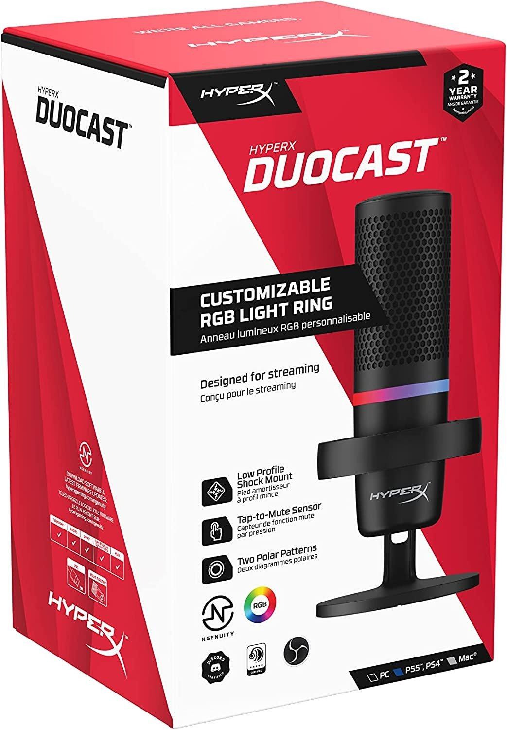 HyperX DuoCast RGB Lighting USB Gaming Microphone - Black