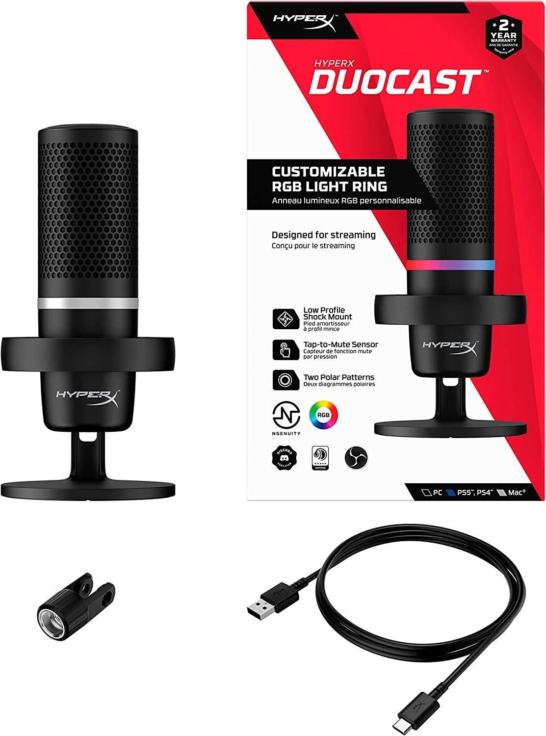 HyperX DuoCast RGB Lighting USB Gaming Microphone Black Price in