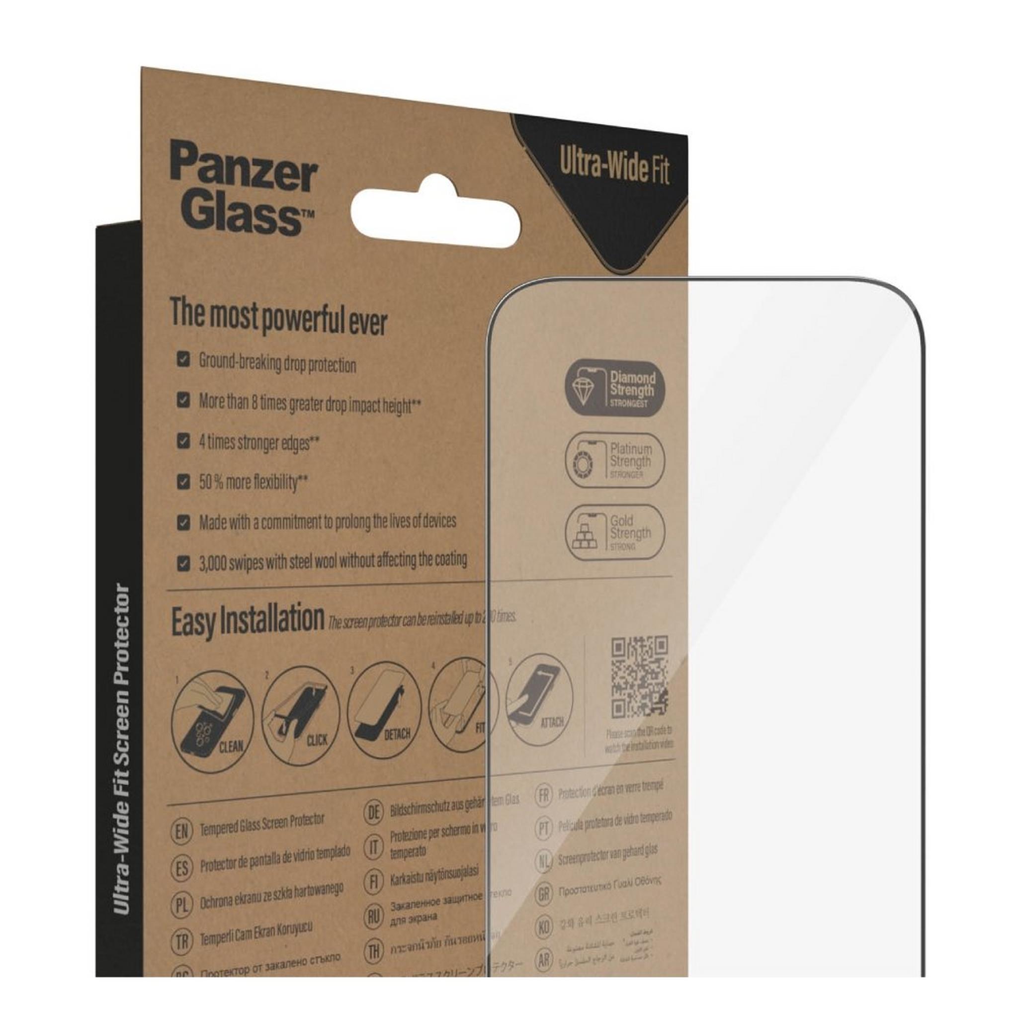 واقي الشاشة الزجاجي مع غطاء لجوال ايفون 14 برو 6.1 بوصة من بانزر - شفاف