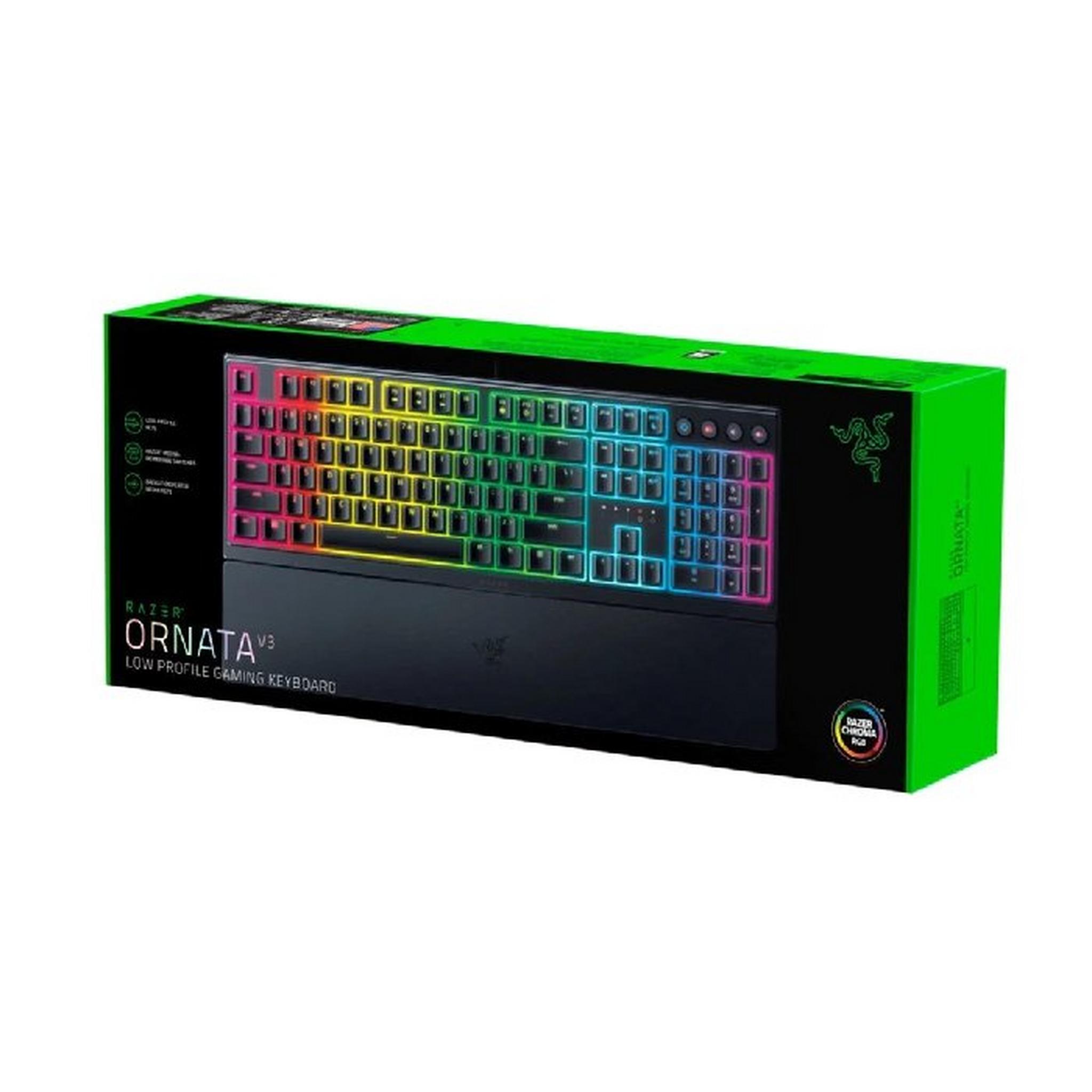 Razer Ornata V3 Low Profile Gaming Keyboard, RGB Lighting Zones, Silent Switches, RZ03-04460100-R3M1- Black