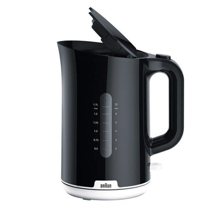 غلاية ماء كهربائية زجاجية من ونسا براون، بسعة 1.7 لتر، قدرة 2200 واط، WK1100BK - أسود