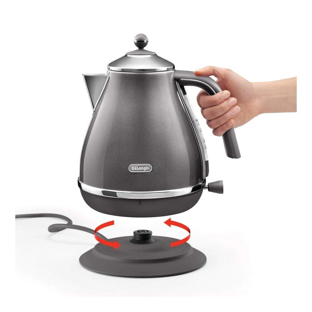 De'Longhi Icona Metallics Kettle,1.7L, 3000W, KBOT3001.GY - Grey Metallic