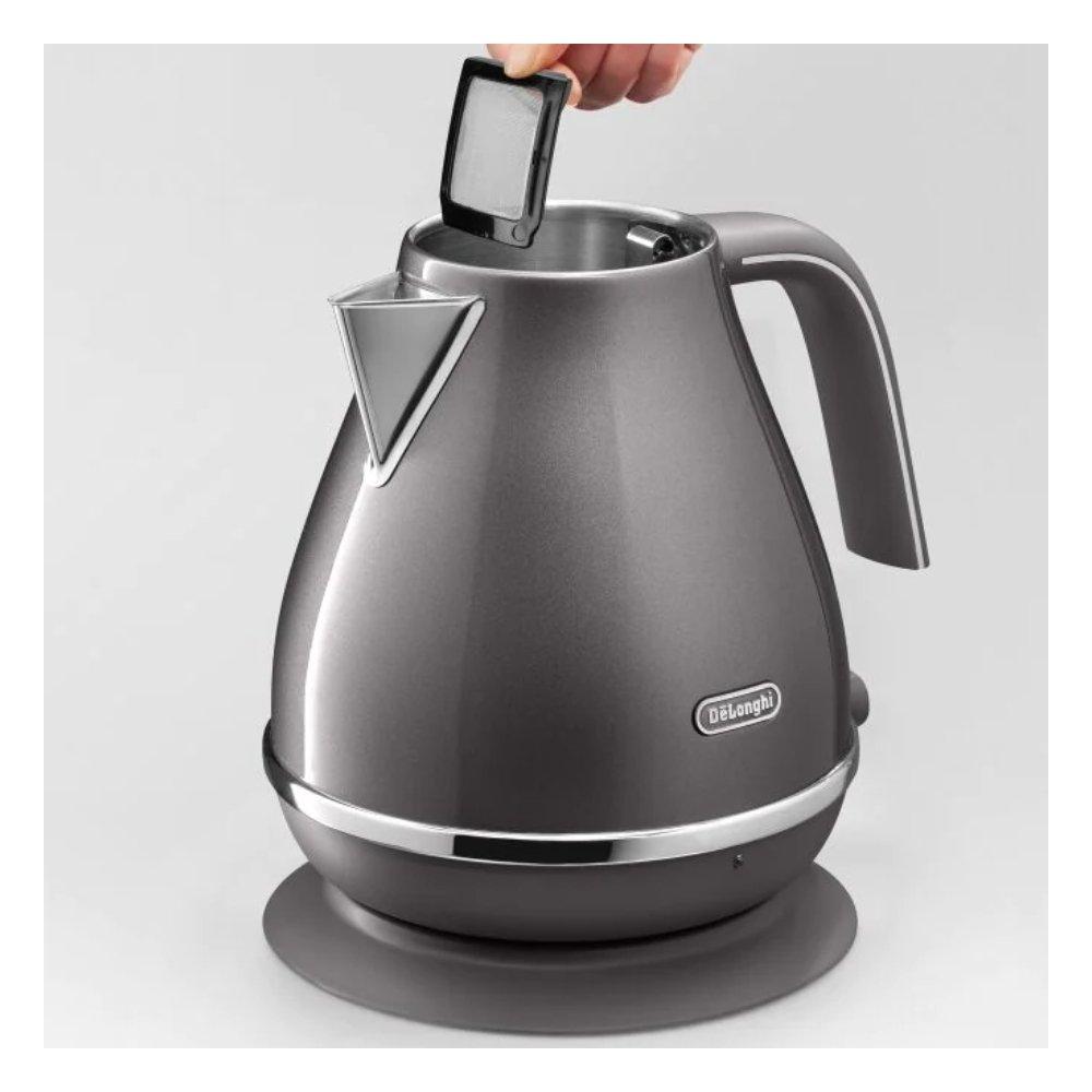 De'Longhi Icona Metallics Kettle,1.7L, 3000W, KBOT3001.GY - Grey Metallic