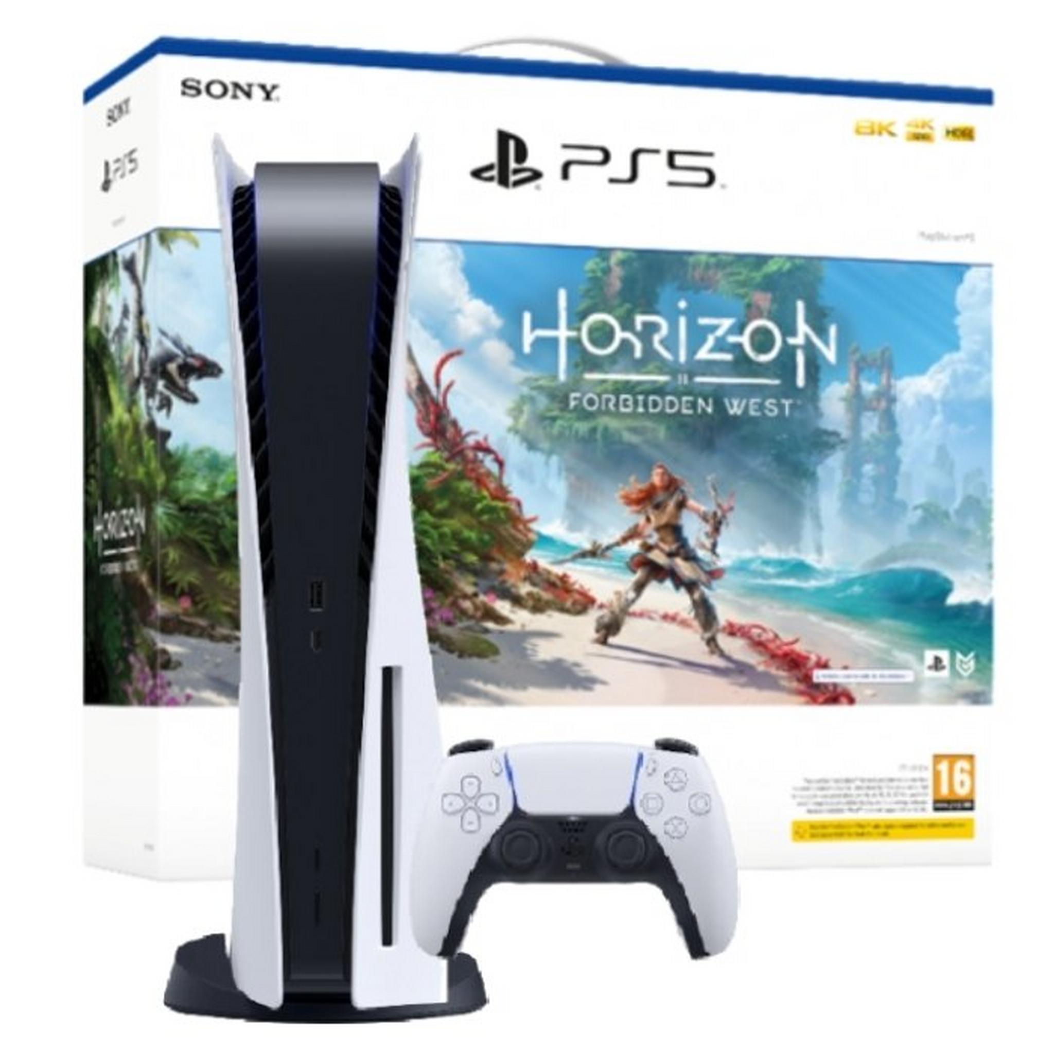 Sony PlayStation 5 Console + Horizon Forbidden West Voucher + DualSense Wireless Controller - Midnight Black + HD Camera + DualSense Charging Station Bundle