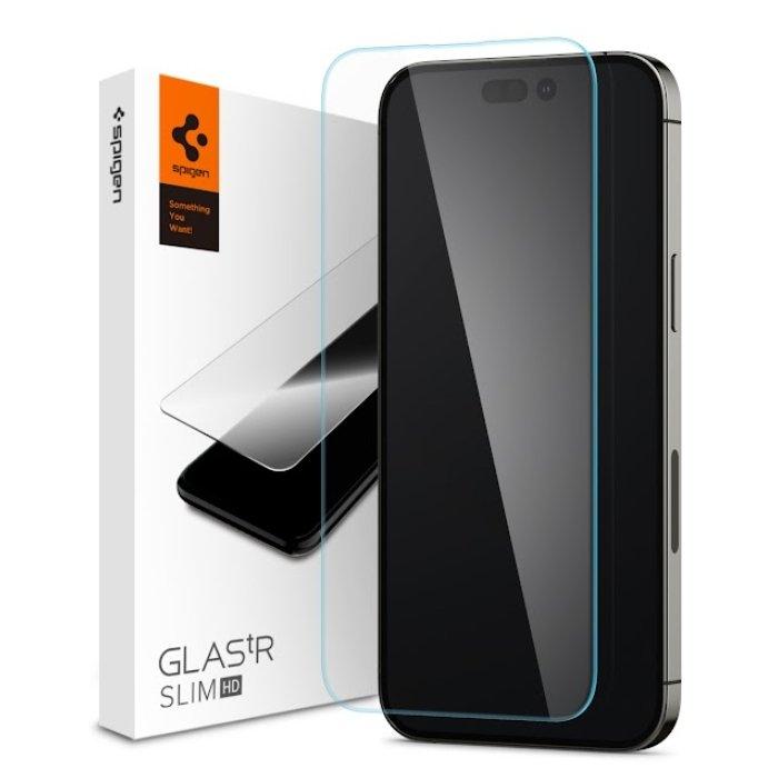 Buy Spigen iphone 14 pro glass slim hd screen protector - clear in Kuwait