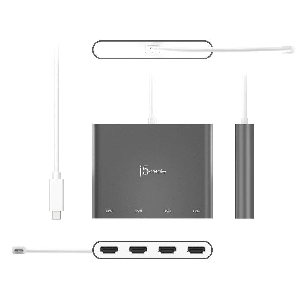 محول كرياتد J5 مهايئ متعدد الشاشات من USB-C إلى 4 منافذ HDMI