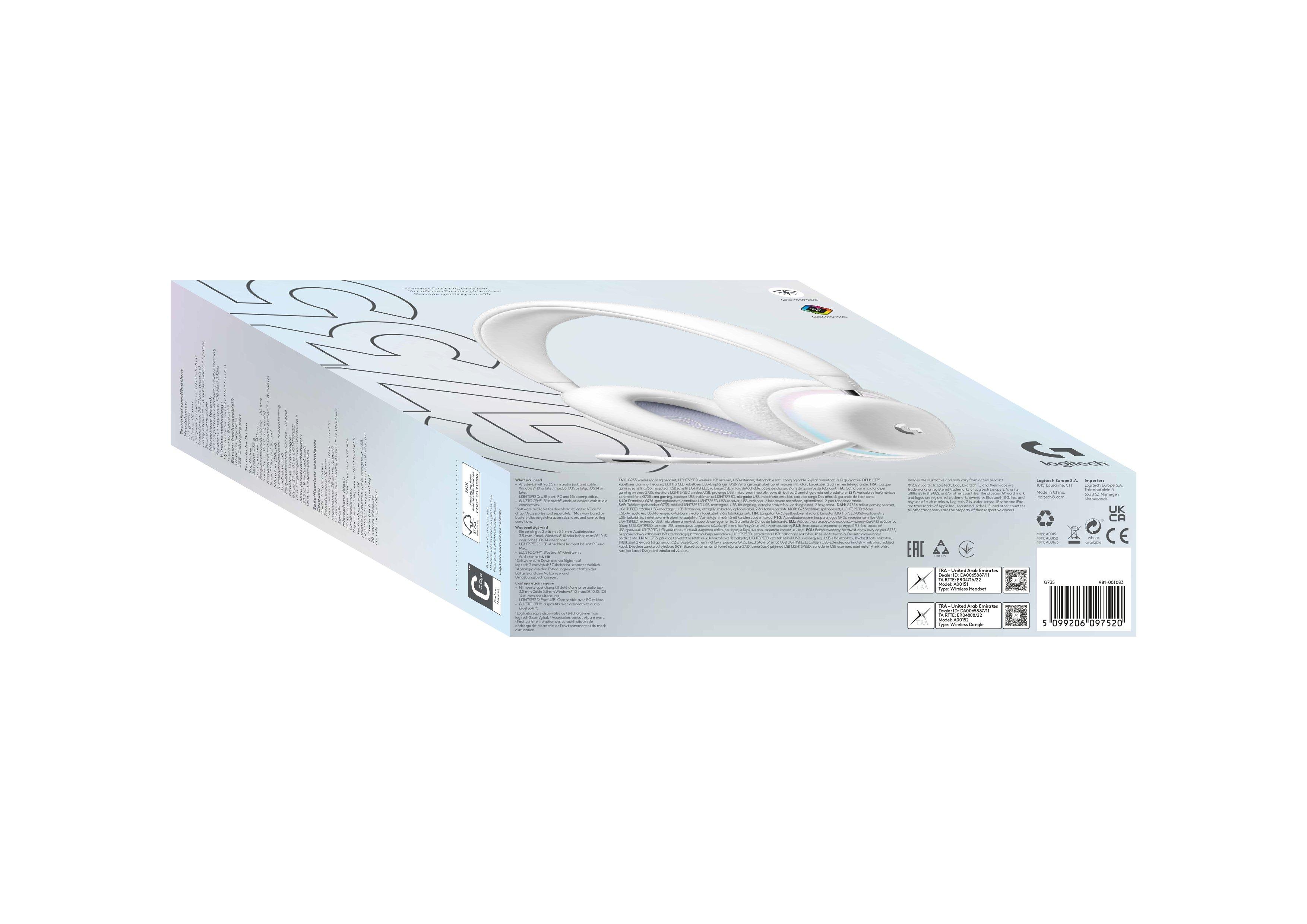 Logitech G735 Wireless Gaming Headset - White