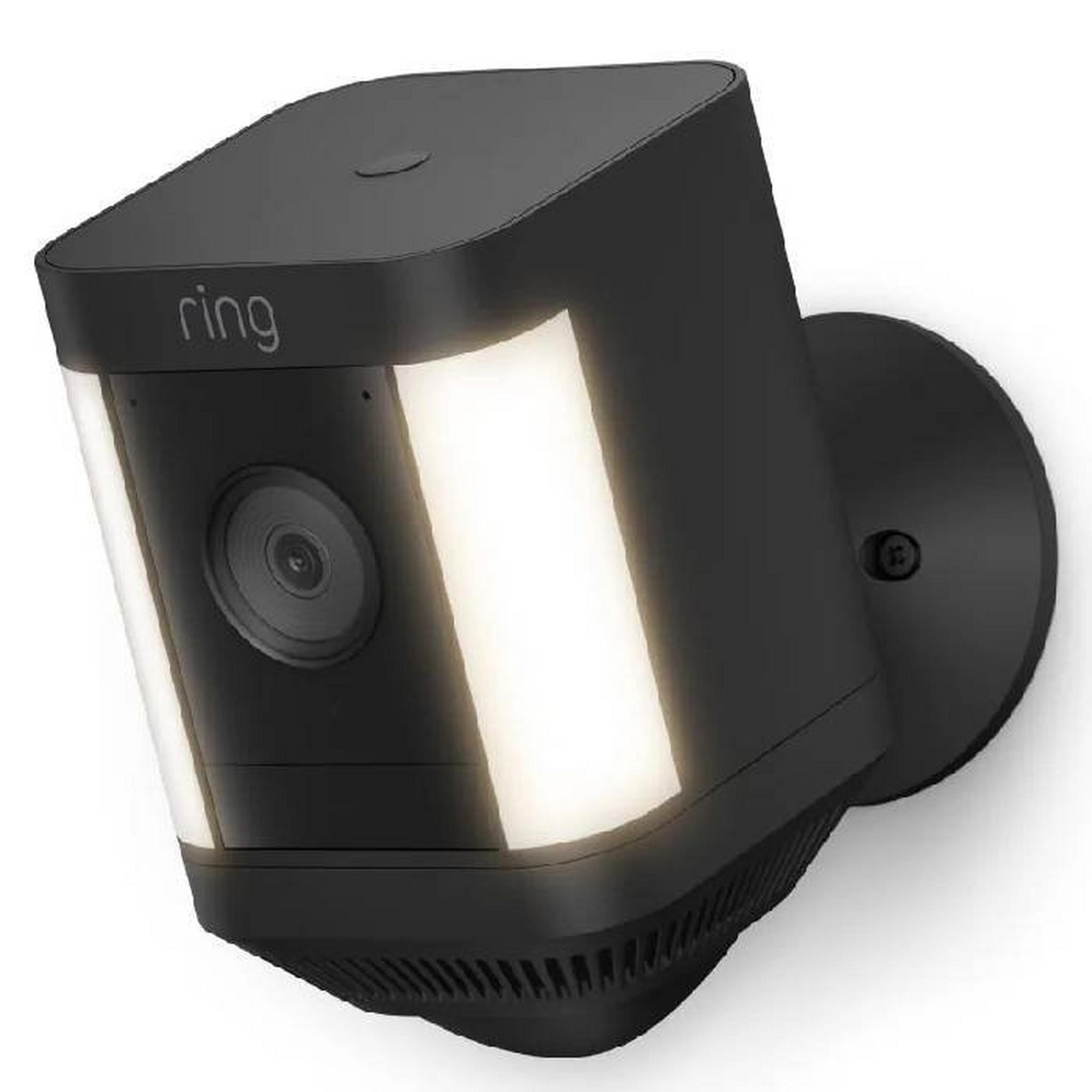 Ring Spotlight Cam Plus with Battery In Security Camera, with Built -in Security Siren, +2 LED Spotlights, 8SB1S2-BME0 -Black