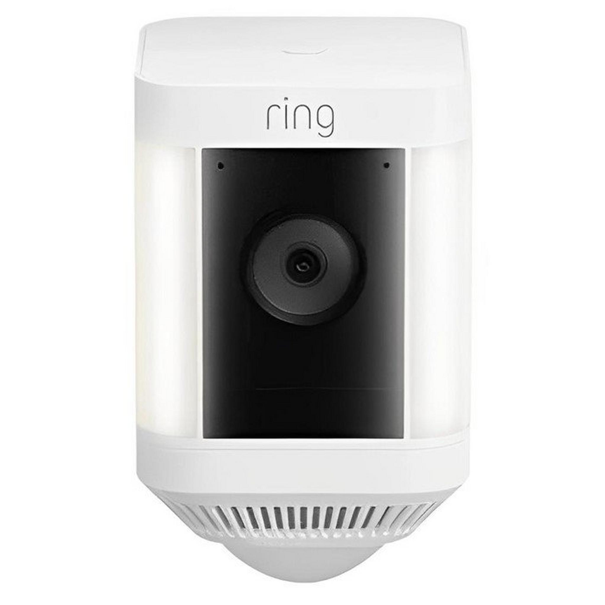 Ring Spotlight Cam Plus with Battery In Security Camera, with Built -in Security Siren, +2 LED Spotlights, 8SB1S2-WME0 - White
