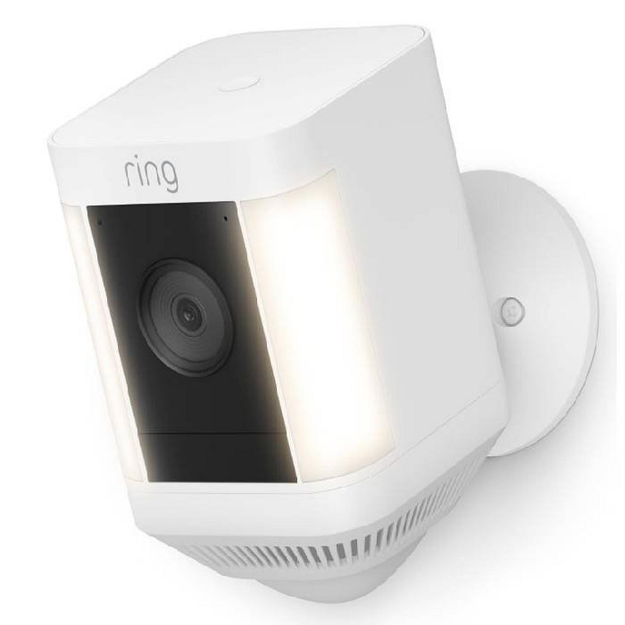 Ring Spotlight Cam Plus with Battery In Security Camera, with Built -in Security Siren, +2 LED Spotlights, 8SB1S2-WME0 - White