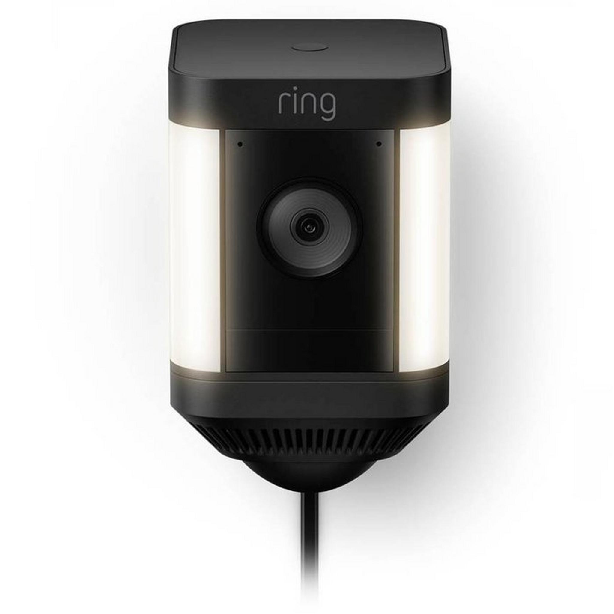 Ring Spotlight Cam Plus Plug In Security Camera, with Built -in Security Siren, +2 LED Spotlights, 8SH1S2-BME0 - Black