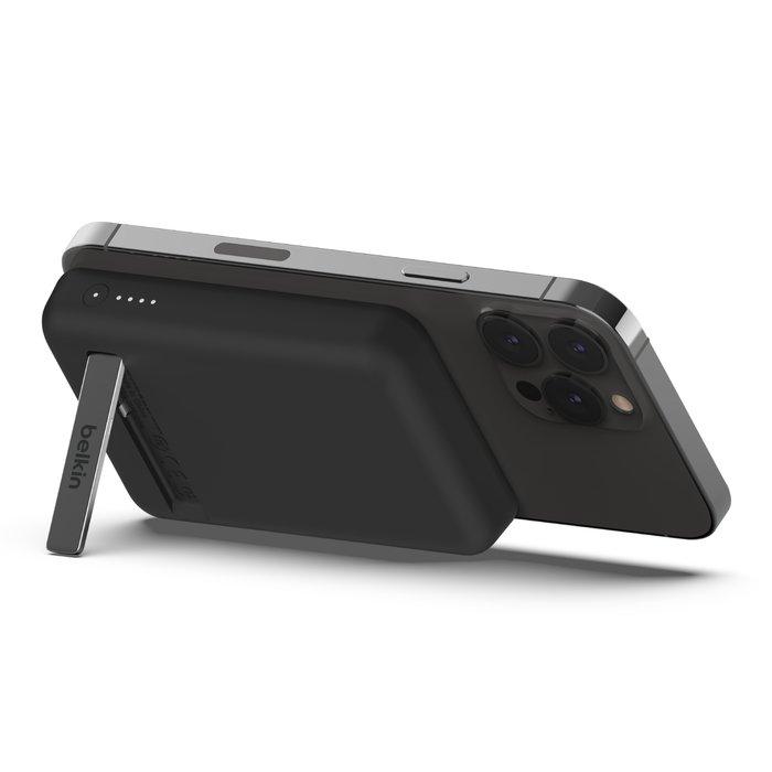 باور بانك مغناطيسي لاسلكي من بيلكن 5000 مللي أمبير + حامل، BPD004btBK - اسود