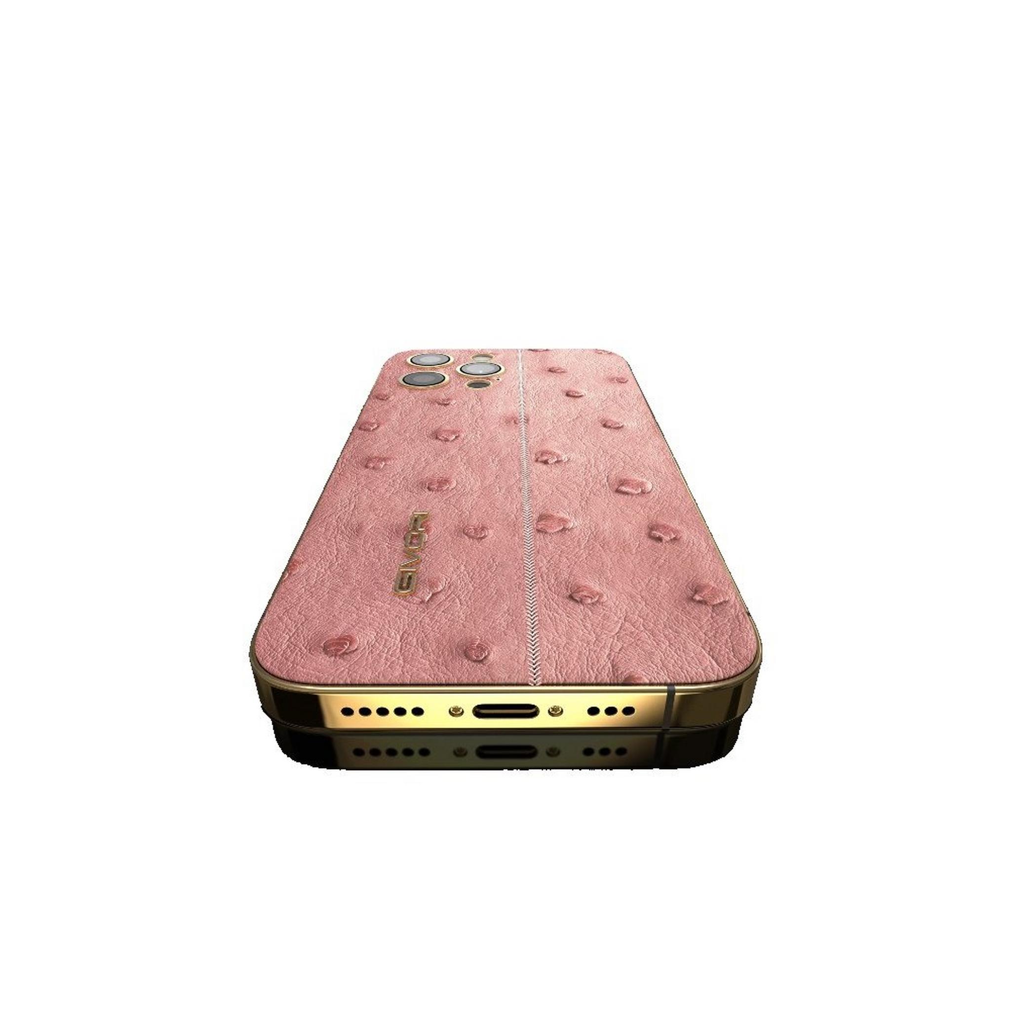 Givori iPhone 14 Pro Max Phone, 6GB RAM, 256GB, 6.7 inch, 18K Rose Gold Plated Frame - Ostrich Blush, Silver