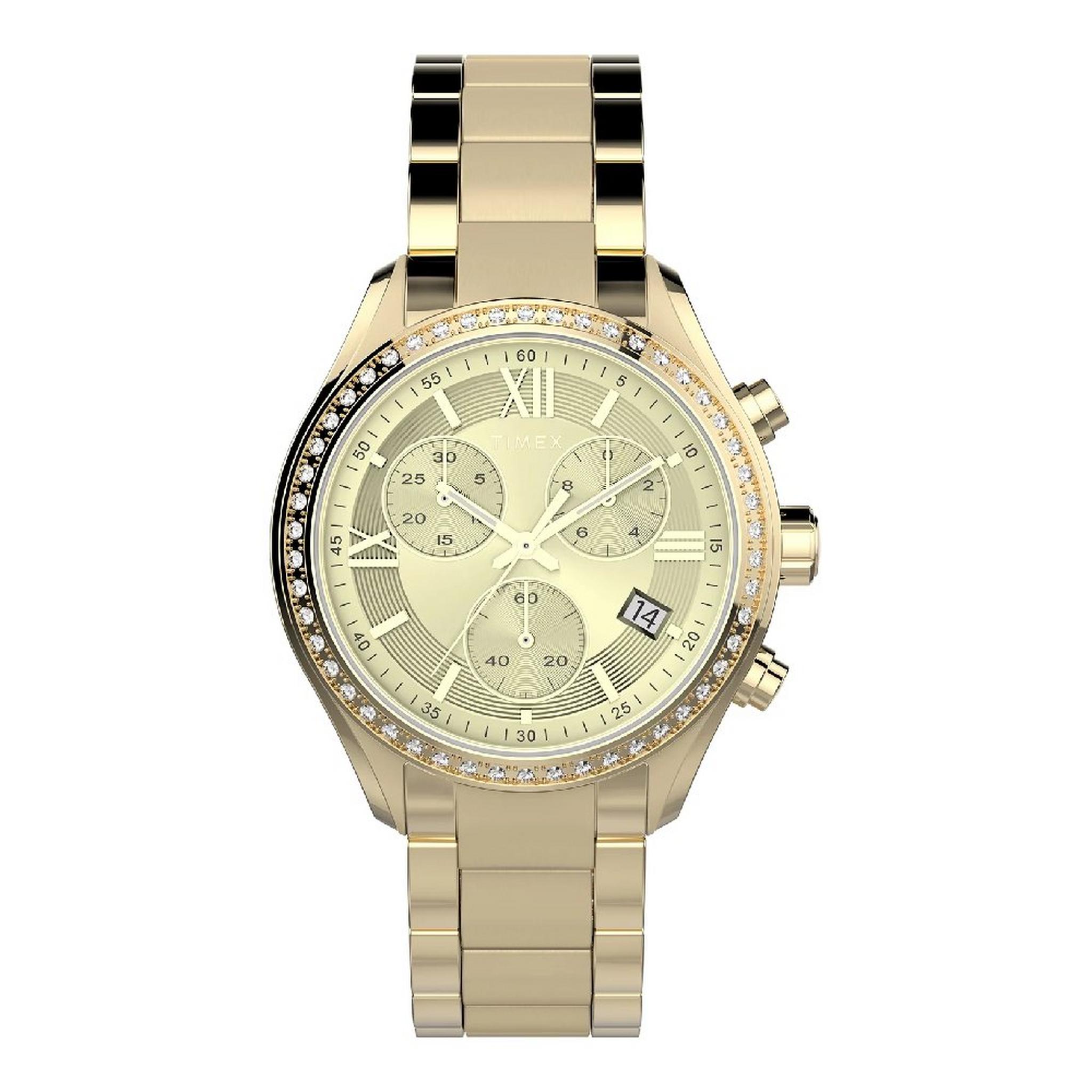 Timex Classic Watch for Women, Chronograph, 38mm, Alloy Band, TW2V57800 - Gold