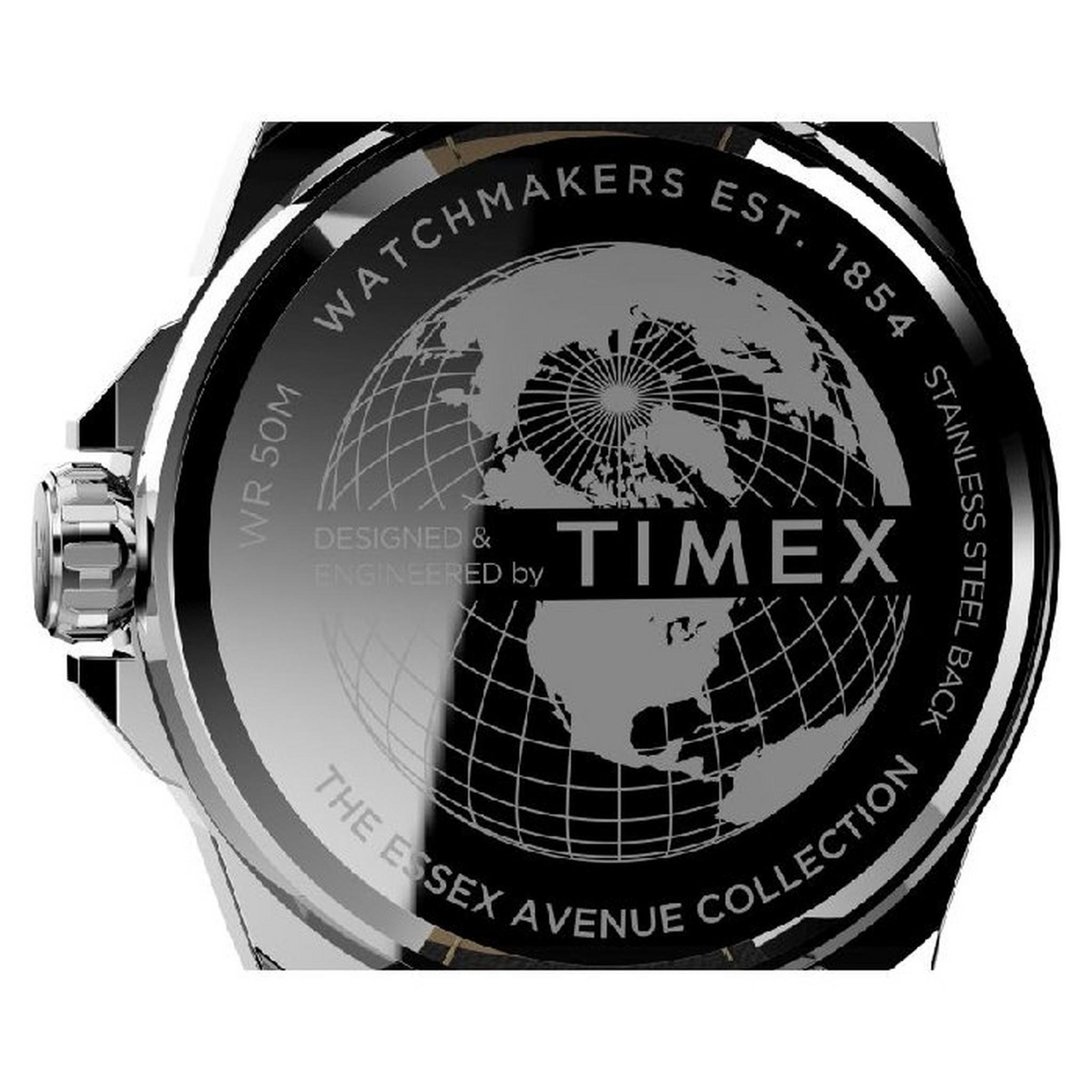 ساعة سيتي من تيميكس للرجال، انالوج، 44 مم، سوار جلد، TW2V43200 - أسود
