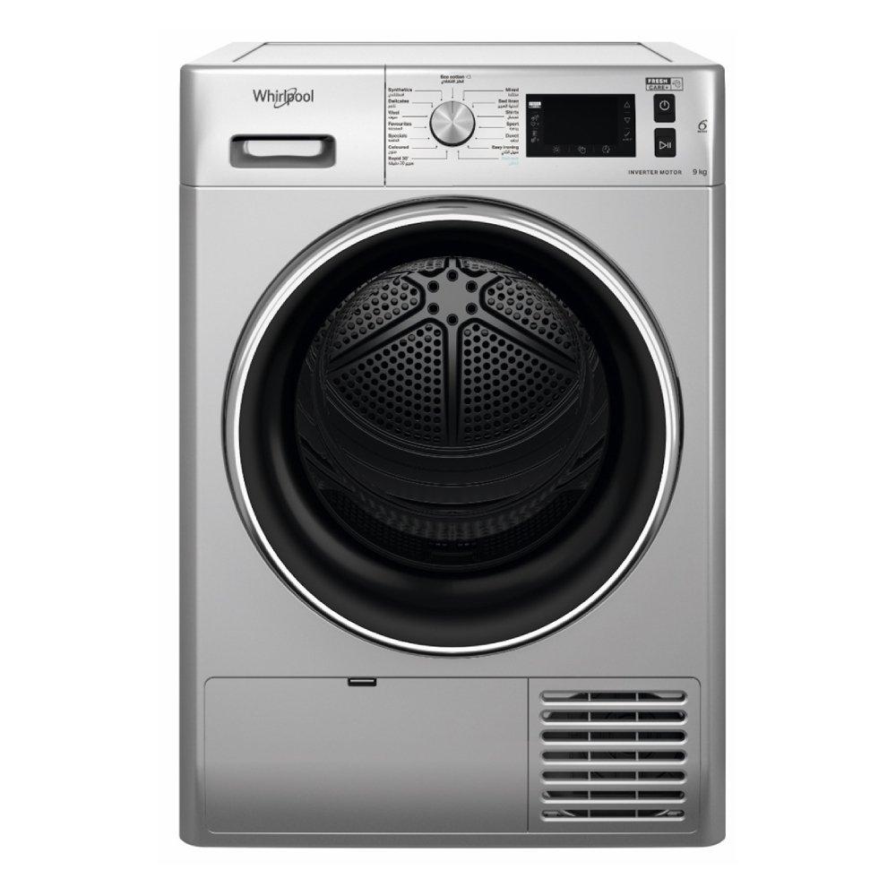 Whirlpool 9kg Condenser Dryer + 10kg Front Load Washing Machine Silver