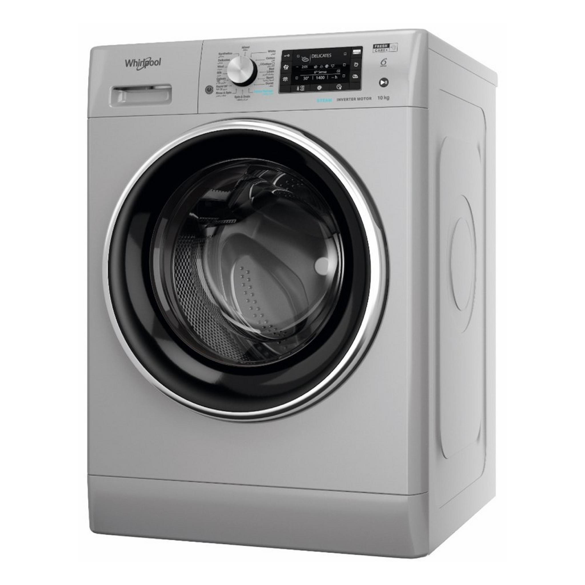 Whirlpool 9kg Condenser Dryer + 10kg Front Load Washing Machine Silver