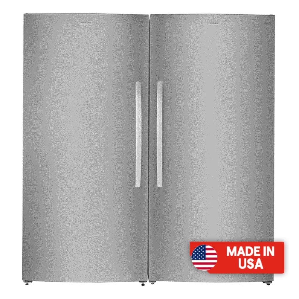 Frigidaire Upright Freezer + Single Door Refrigerator, 20 Cft, 566L, MFUF'22+MRAA22+KIT – Stainless Steel