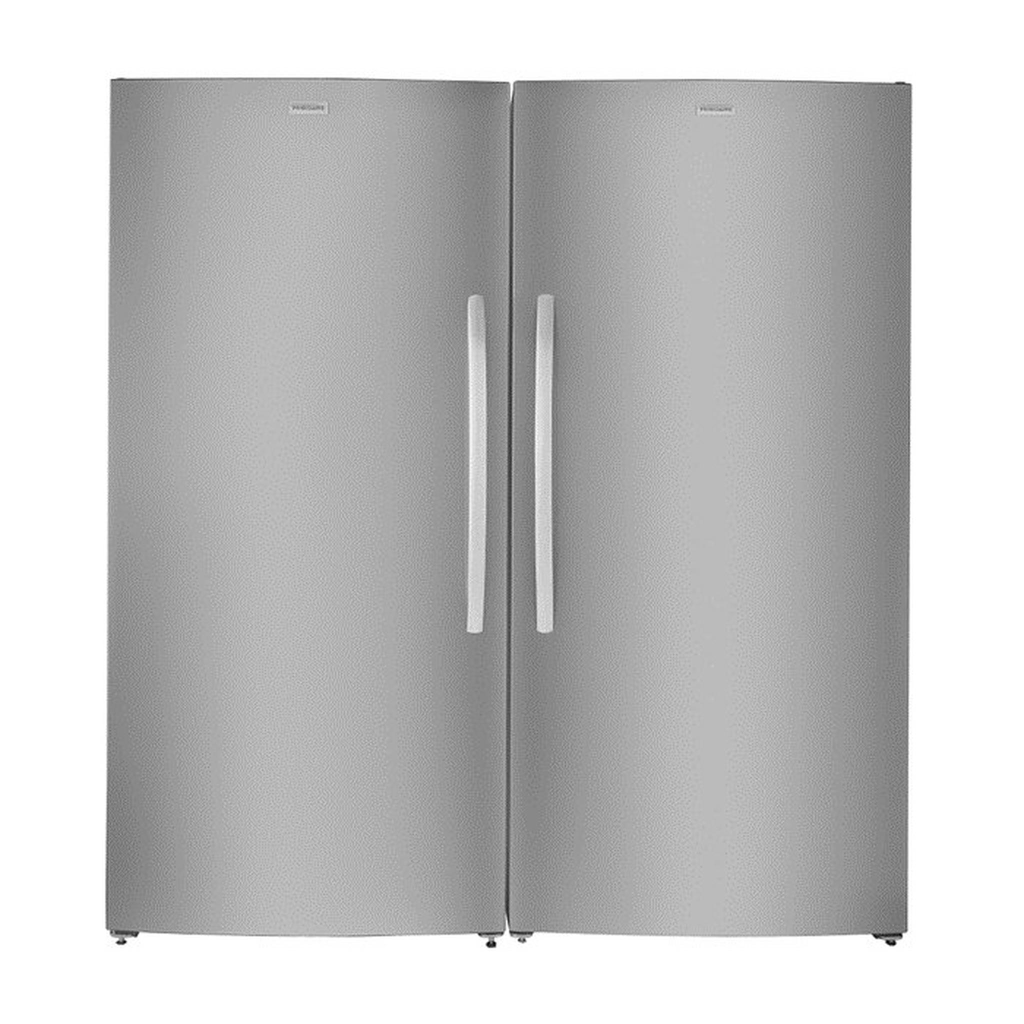 Frigidaire Upright Freezer + Single Door Refrigerator, 20 Cft, 566L, MFUF'22+MRAA22+KIT – Stainless Steel