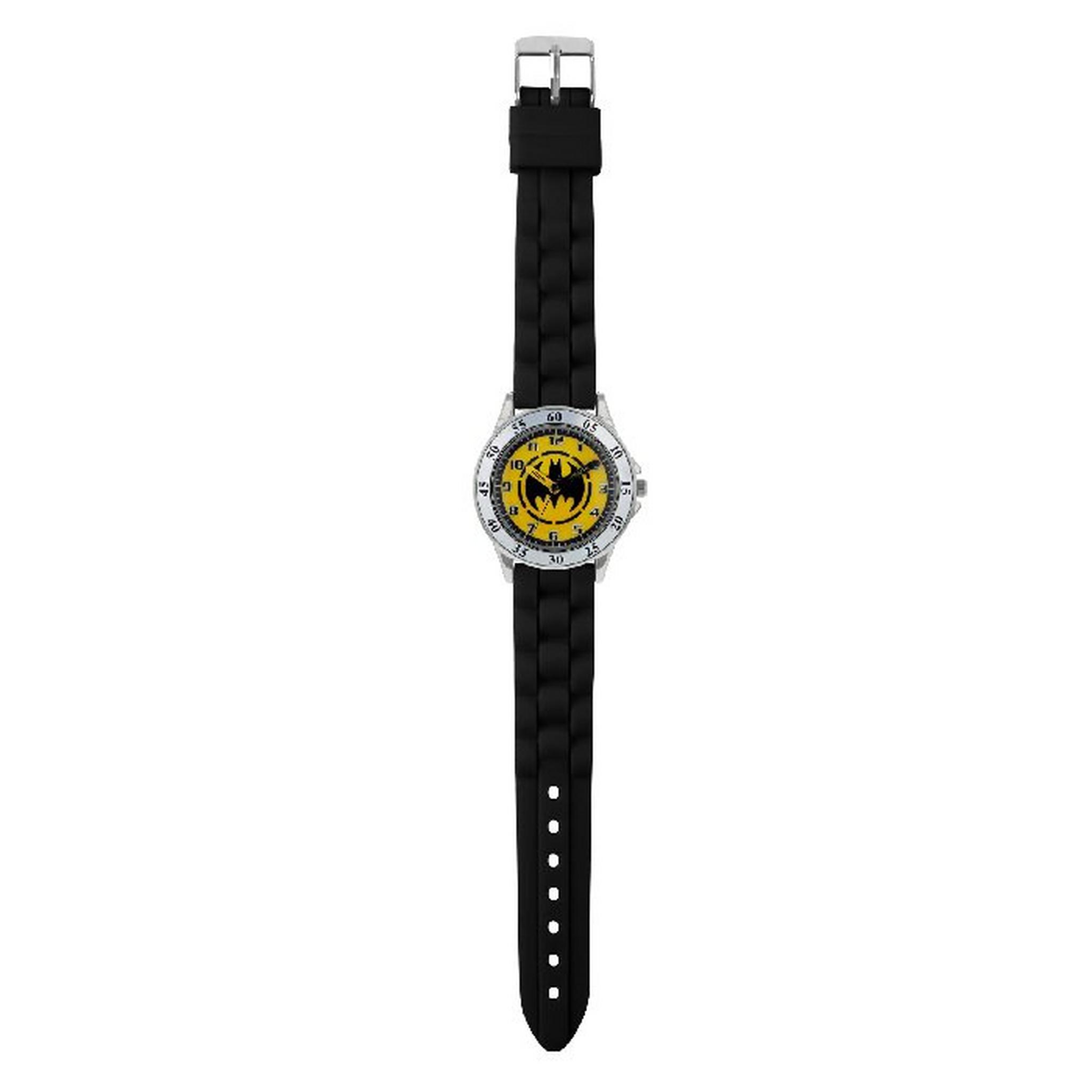 ساعة ديزني باتمان للأولاد، انالوج، حزام مطاط، BAT9522 - أسود