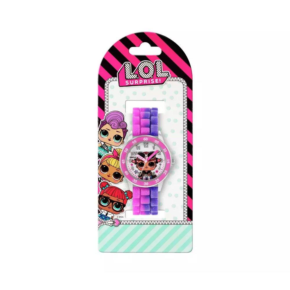 Disney LOL Surprise Kids Watch, Analog, 33m, Printed Silicone Strap, LOL9017ARG - Pink/Purple