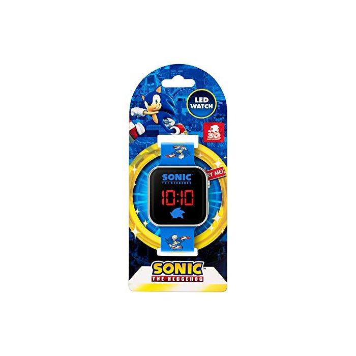 Disney Sega Sonic LED Kids Watch, 35 mm, Printed Silicone Strap, SNC4137 – Blue