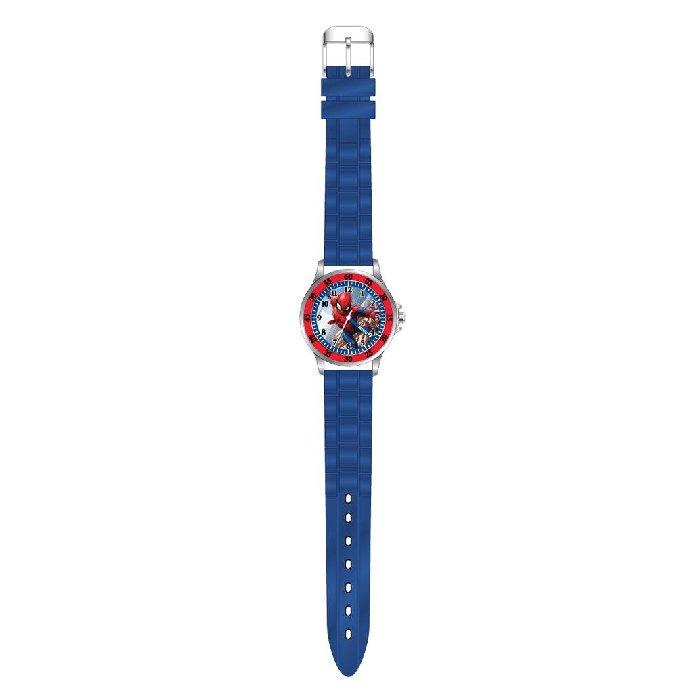 Disney Spiderman Watch for Boys, Analog, Rubber Strap, SPD9048 - Blue