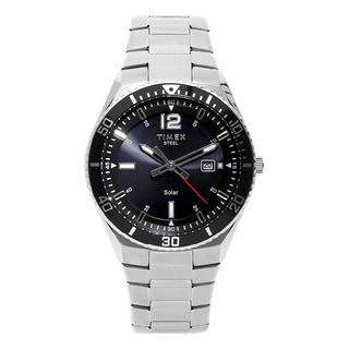 Buy Timex solar watch for men, analog, 43mm, stainless steel strap, tw2v53700- silver in Kuwait