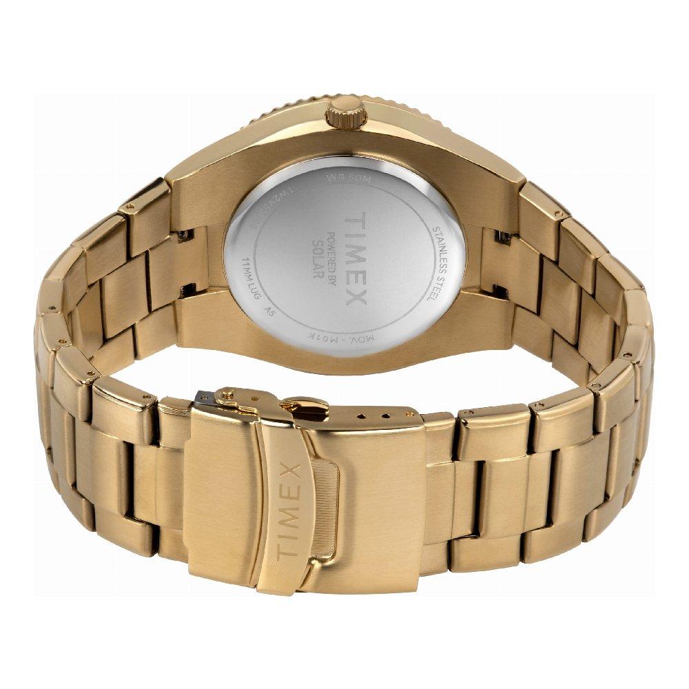 TIMEX Solar Watch for Men, Analog, 43mm, Stainless Steel Strap, TW2V53900 - Gold