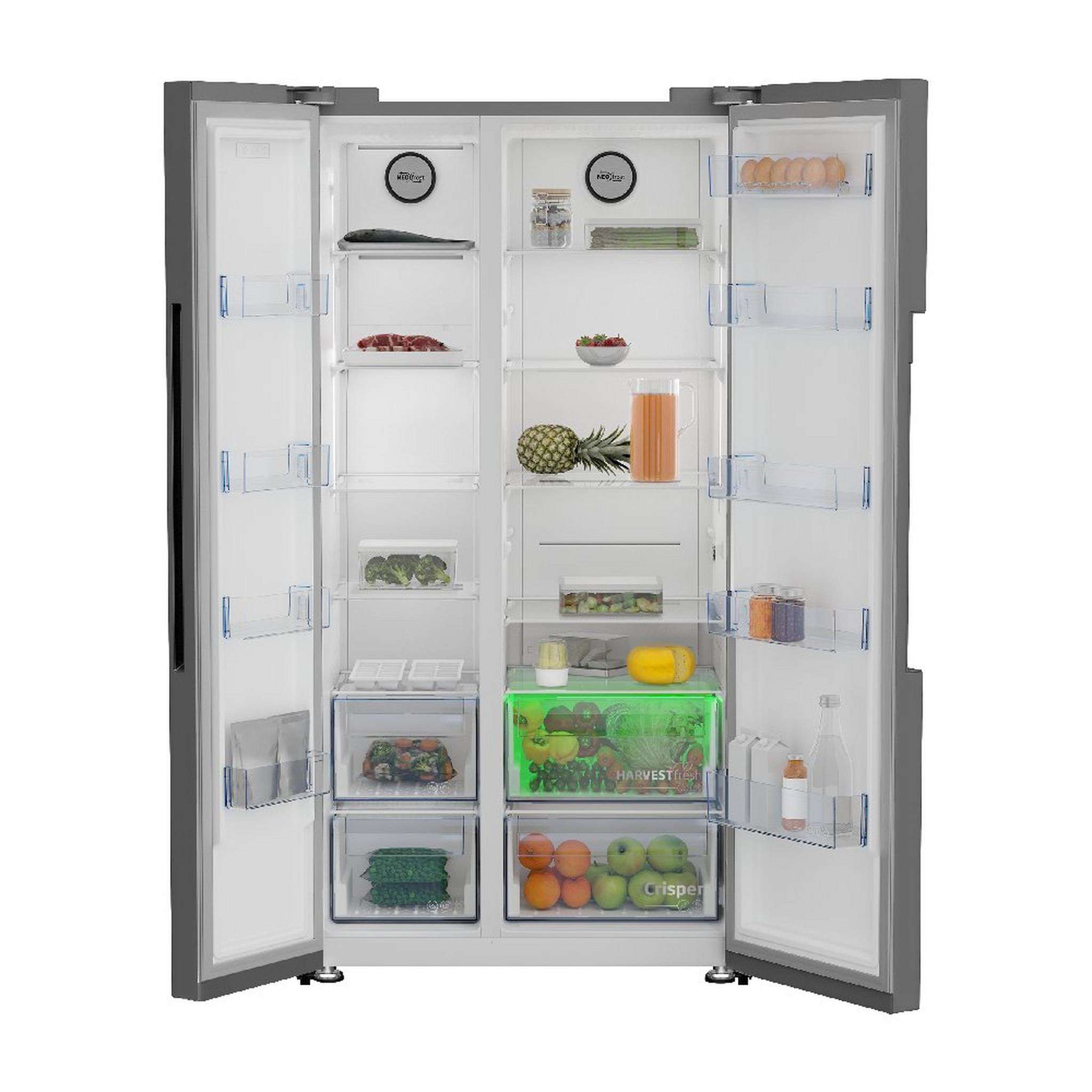 BEKO Side by Side Refrigerator, 22.6CFT, 640 Liters, GNE741S – Silver