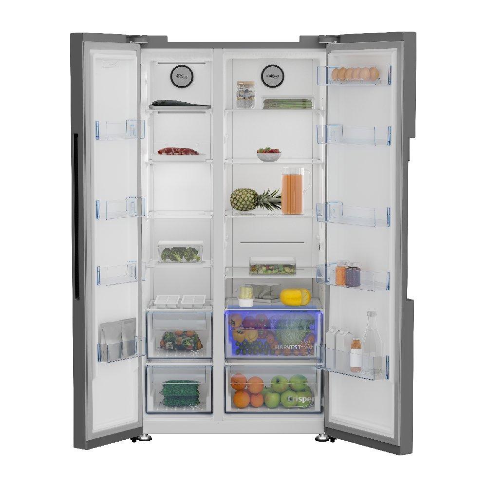 BEKO Side by Side Refrigerator/ Freezer, 22.6CFT, 640 Liters, GNE741S – Silver